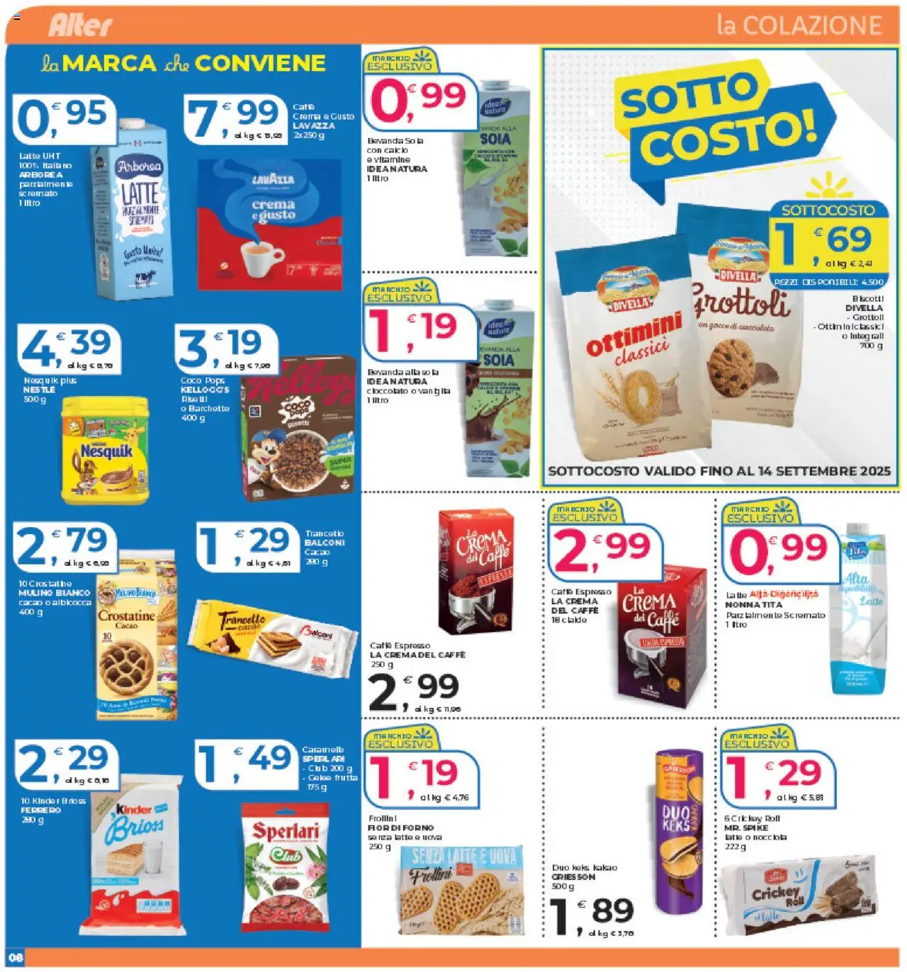 Volantino Alter Discount del 05.09.2025 | Pagina: 8 | Prodotti: Caffè, Frutta, Forno, Frollini