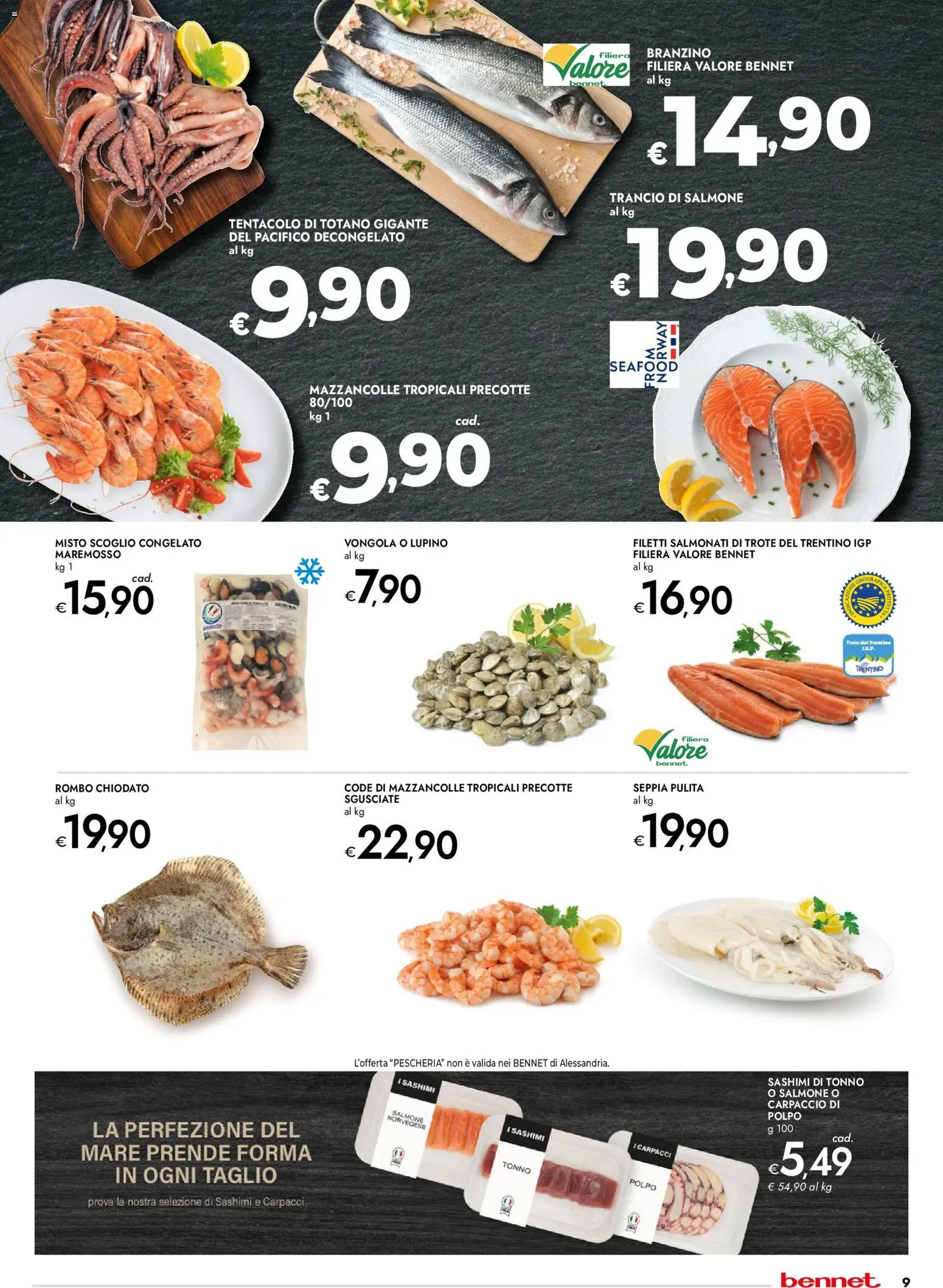 Volantino bennet del 07.04.2026 | Pagina: 9 | Prodotti: Salmone, Mazzancolle, Tonno, Totano