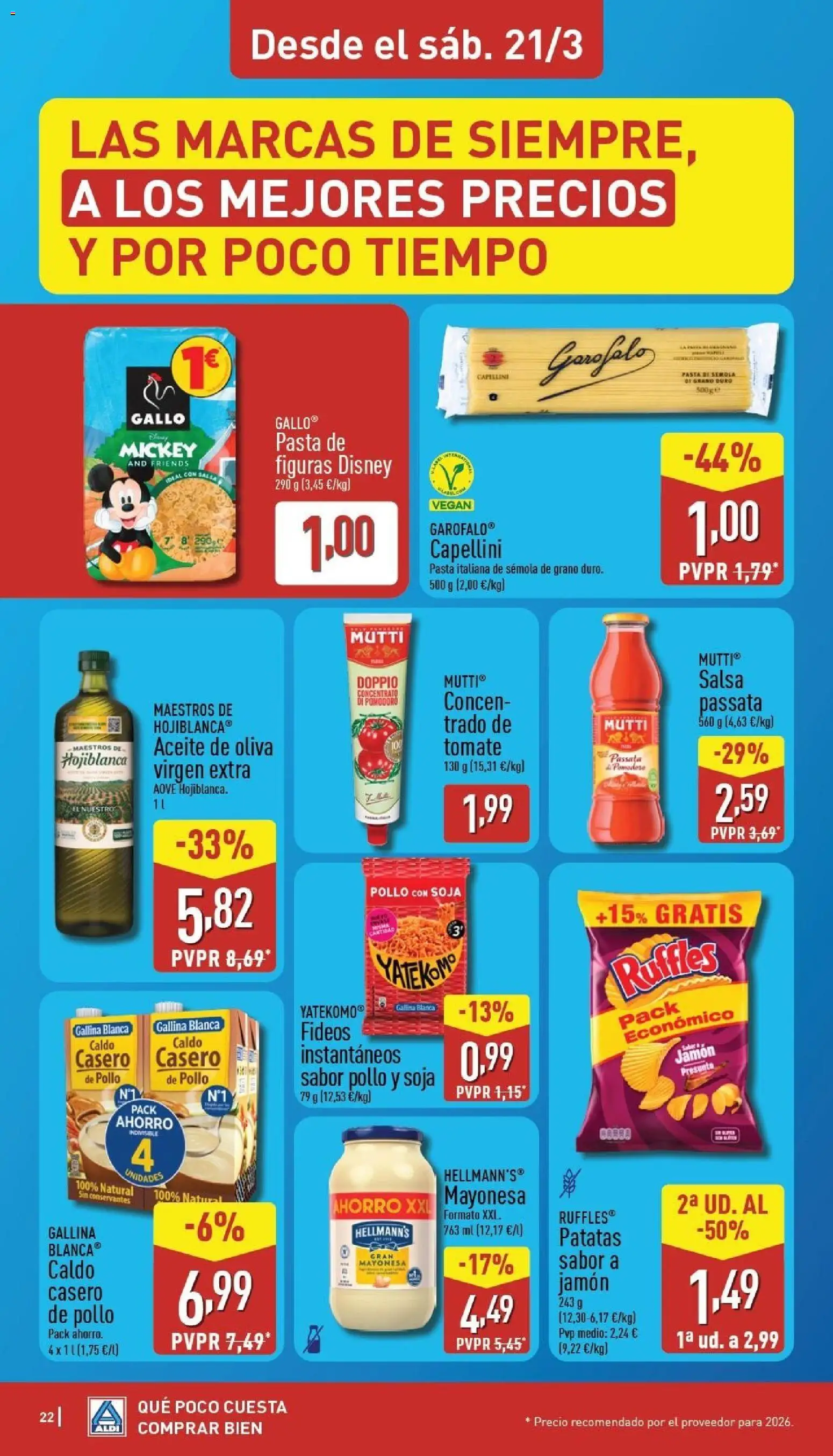 Aldi folleto Península │ válido desde el 16.03.2026 | Página: 22 | Productos: Jamón, Fideos, Pasta, Aceite de oliva