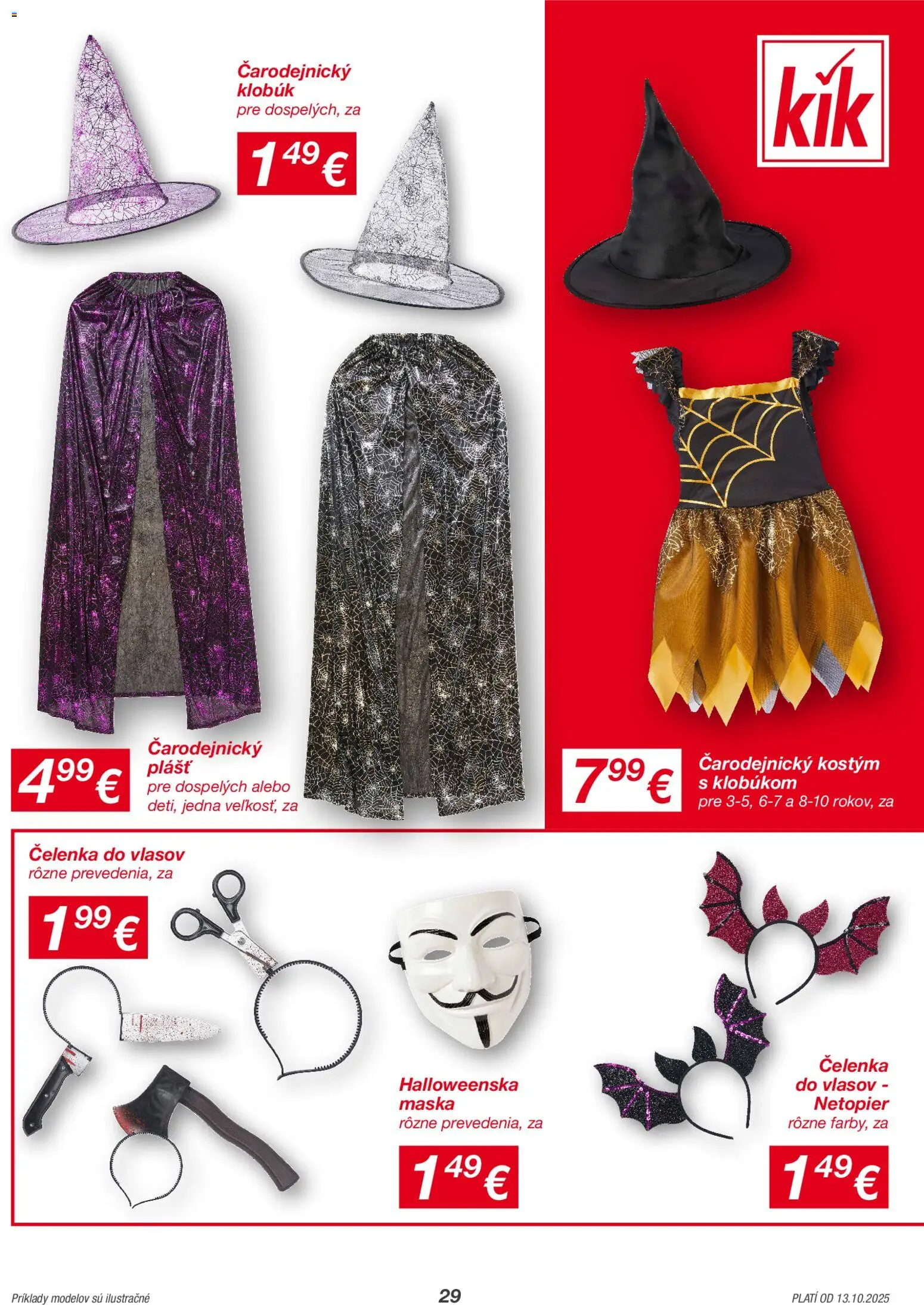 Nové Kik akcie – leták je platný od 13.10.2025 | Strana: 29 | Produkty: Maska, Klobúk
