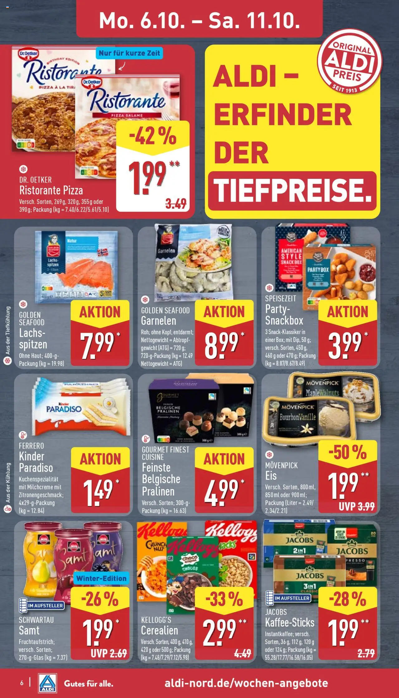 Aldi Prospekt 	 – gültig ab 06.10.2025 | Seite: 6 | Produkte: Gewicht, Box, Kellogg's, Lachs