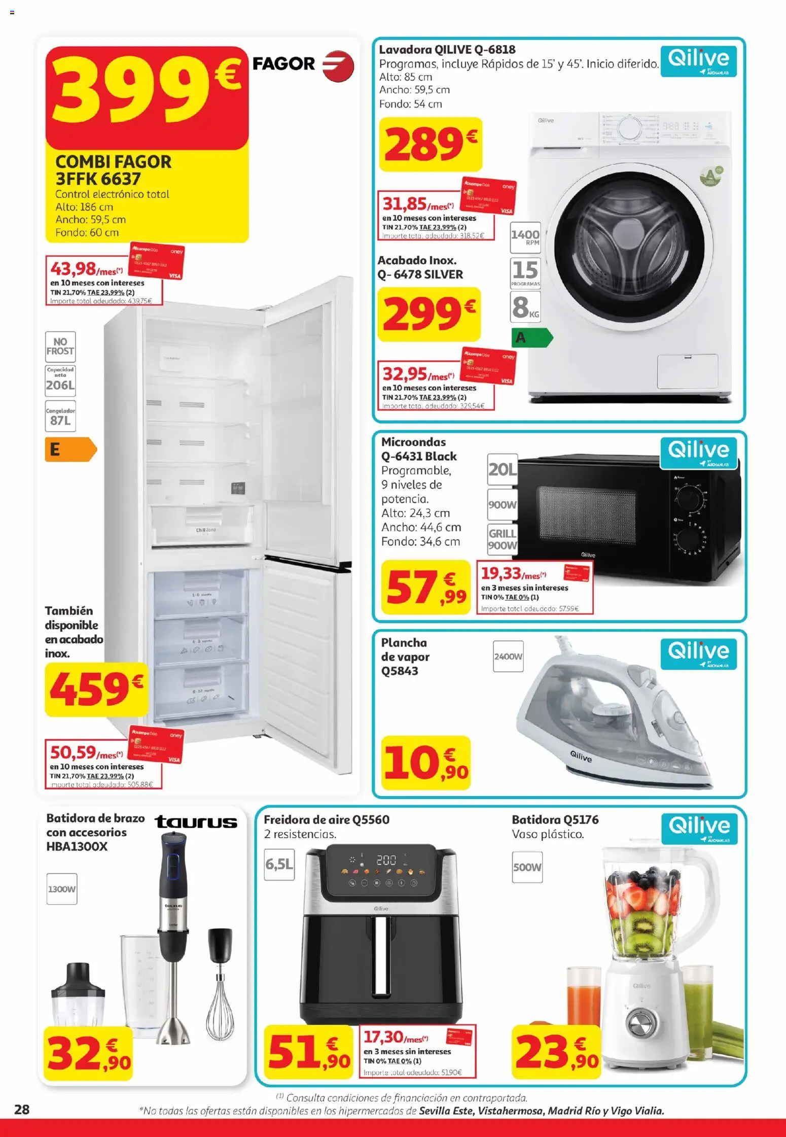 Alcampo Canarias │ válido desde el 21.04.2026 | Página: 28 | Productos: Congelador, Lavadora, Plancha, Batidora