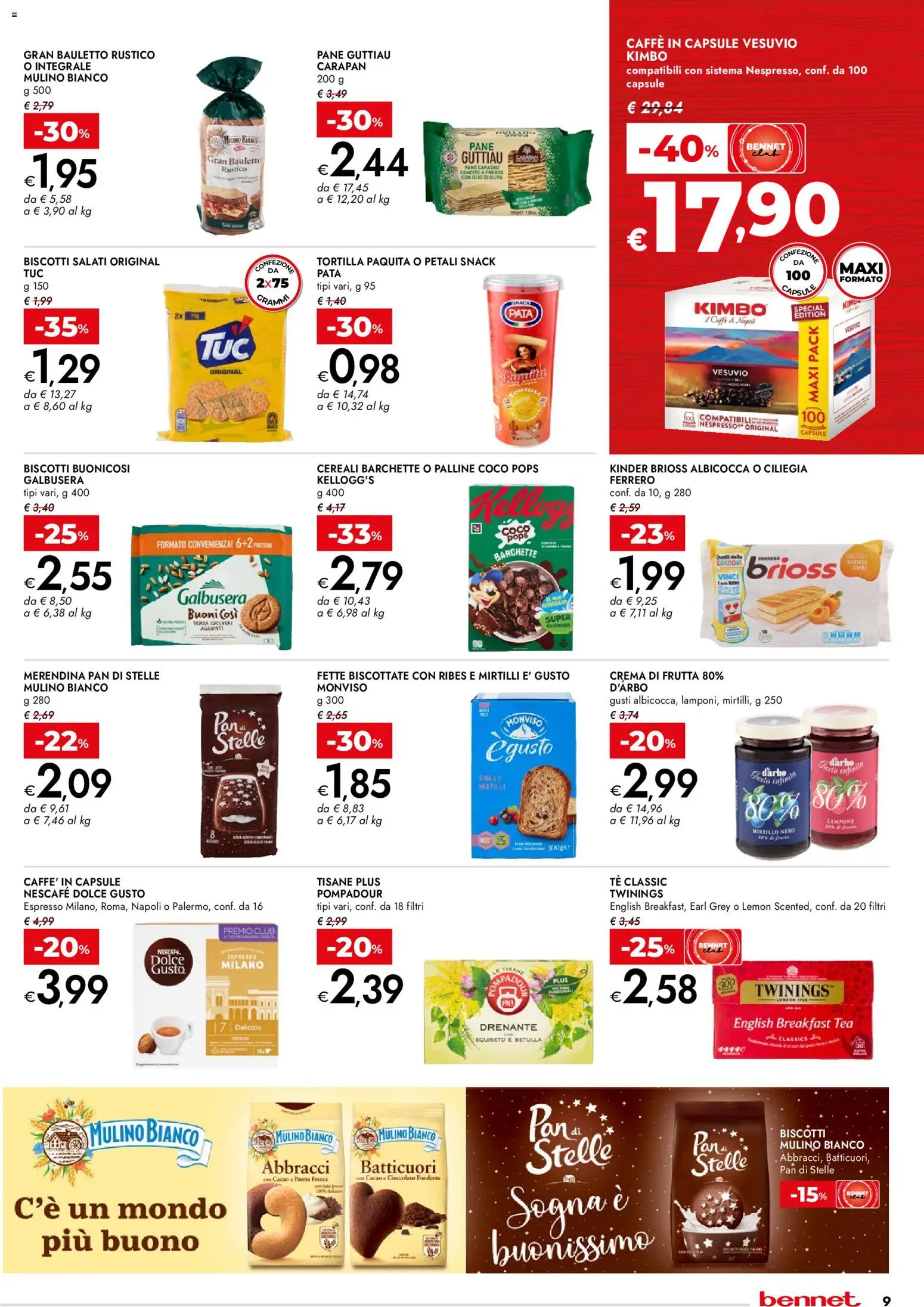 Volantino bennet del 29.01.2026 | Pagina: 9 | Prodotti: Cioccolato, Cereali, Olio, Mirtilli