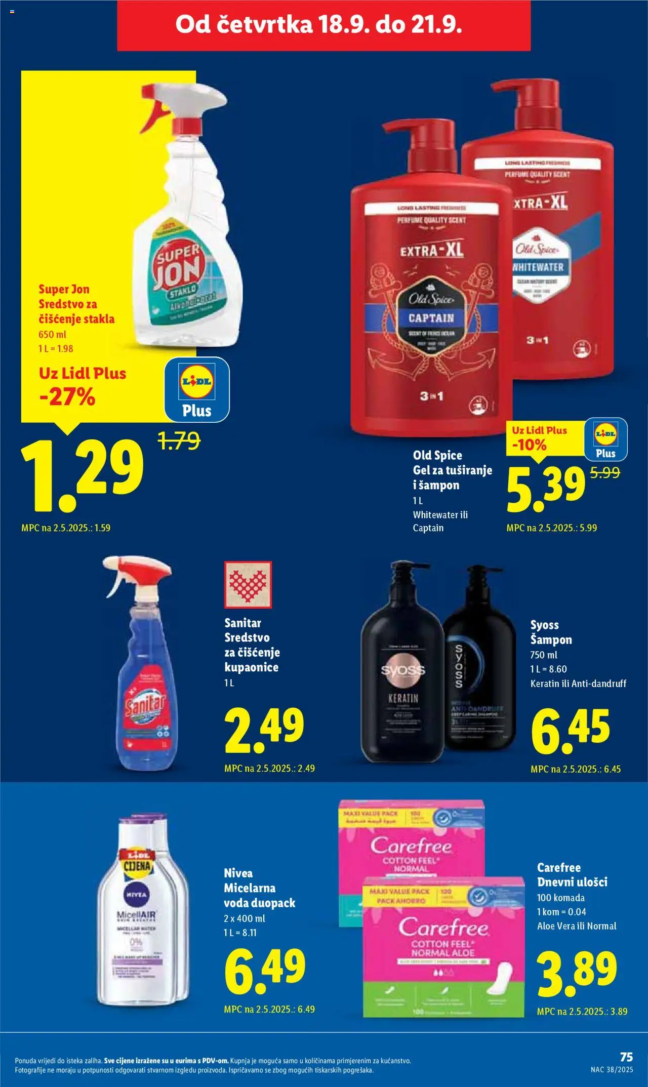 Lidl katalog | vrijedi od 15.09.2025 | Stranica: 75 | Proizvodi: Šampon, Gel za tuširanje, Voda, Old Spice