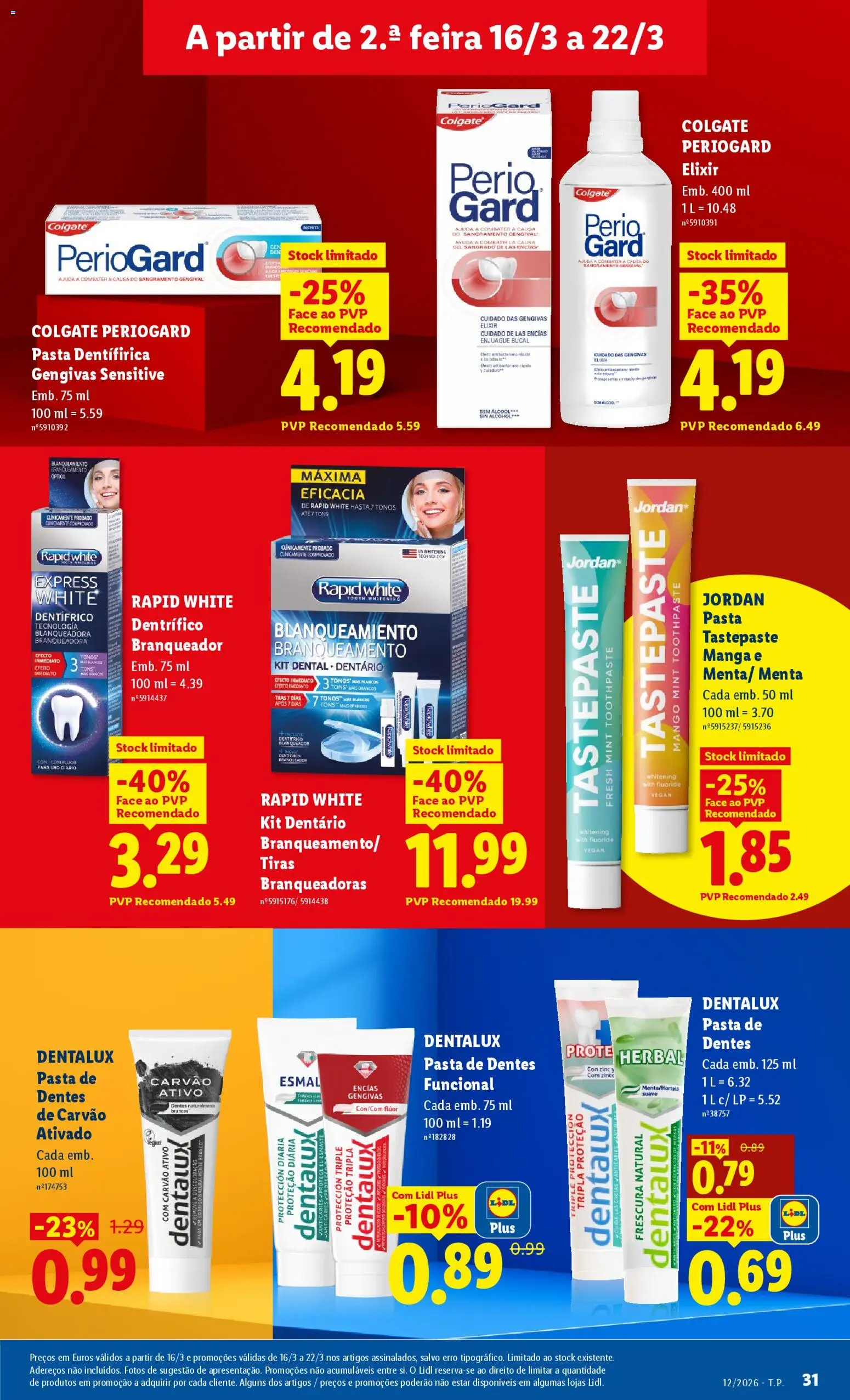 Lidl folheto │ válido de 16.03.2026 | Página: 31 | Produtos: Pasta de dentes
