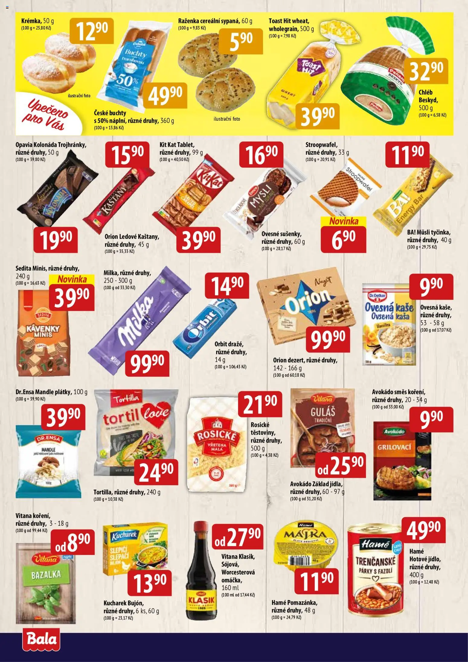 BALA velký leták + od 15.04.2026 | Strana: 4 | Produkty: Emco Mysli, Chléb, Ovesná kaše, Bazalka