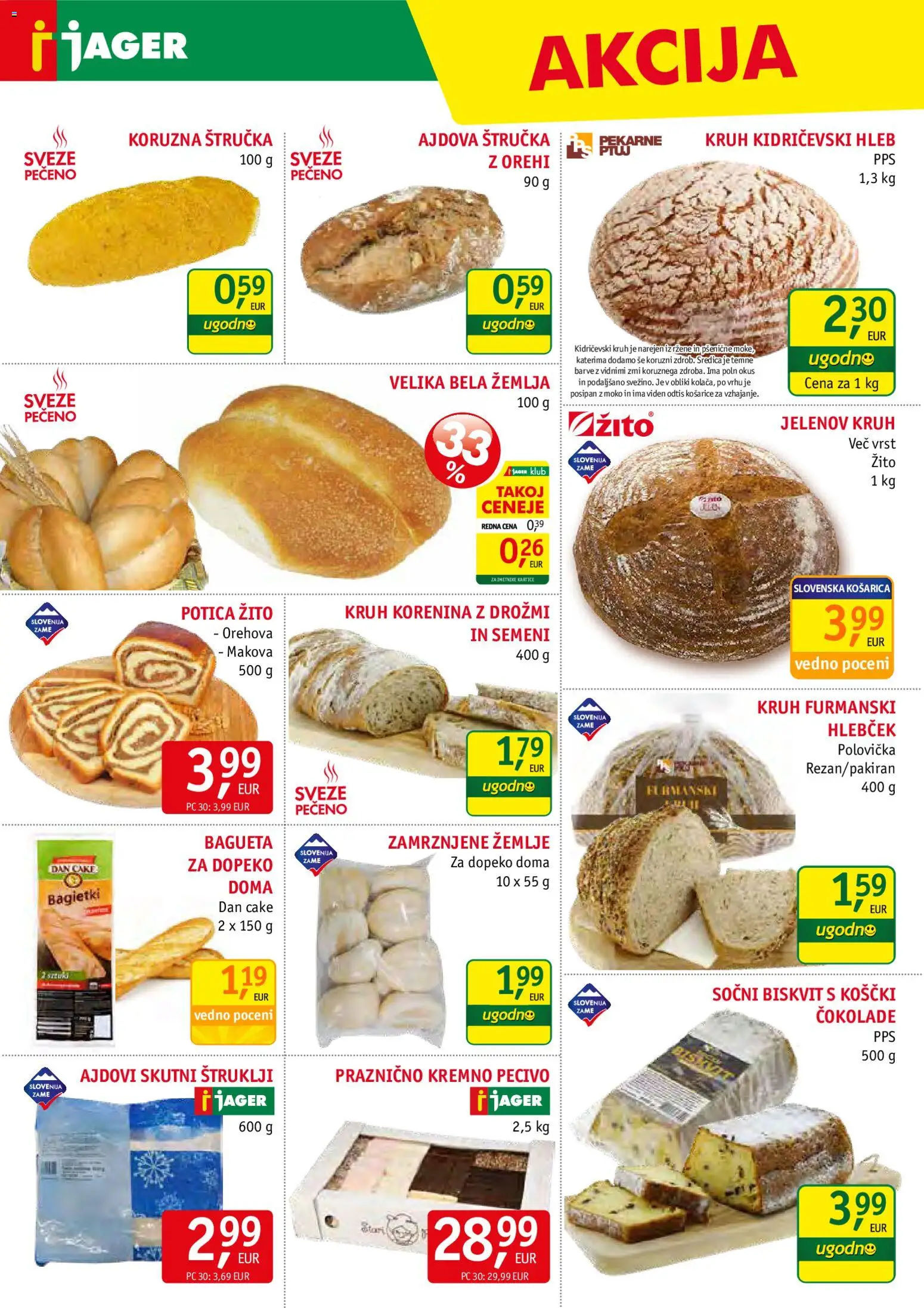 Novi Jager katalog ponudbe – veljaven od 05.11.2025 | Stran: 6 | Izdelki: Štruklji, Žemlja, Štručka, Kruh