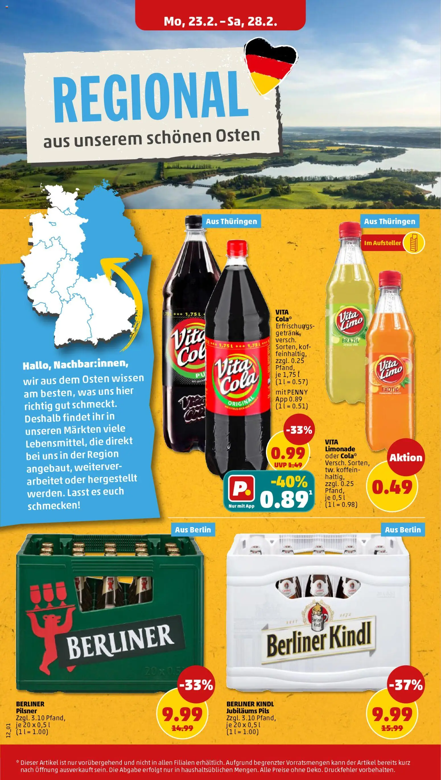 Penny Prospekt 	 – gültig ab 23.02.2026 | Seite: 16 | Produkte: Cola, Pils, Limonade, Berliner pilsner
