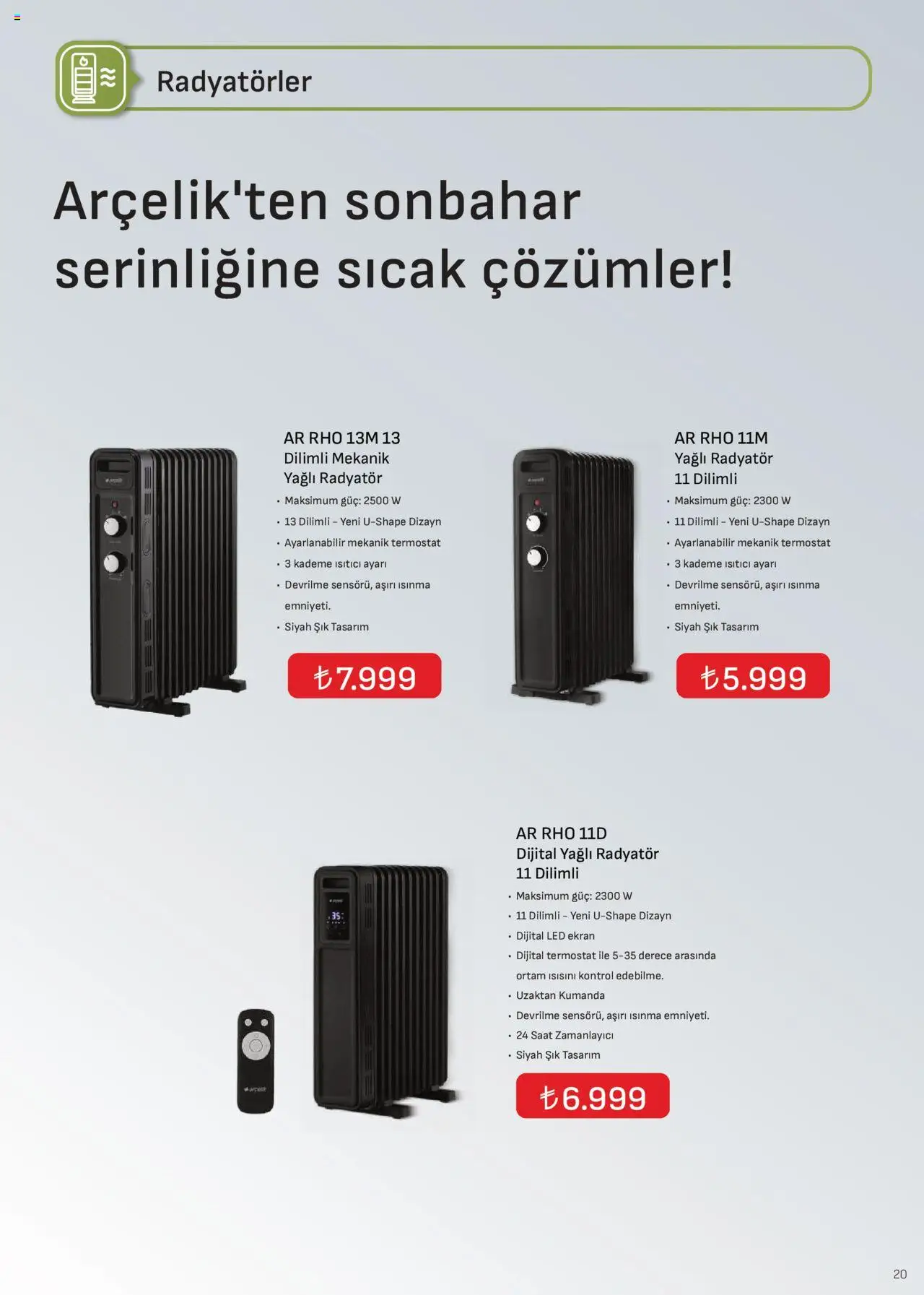 Arçelik İklimlendirme Kataloğu - 01.10.2025 tarihinden itibaren geçerlidir | Sayfa: 20 | Ürünler: Radyatör, Saat