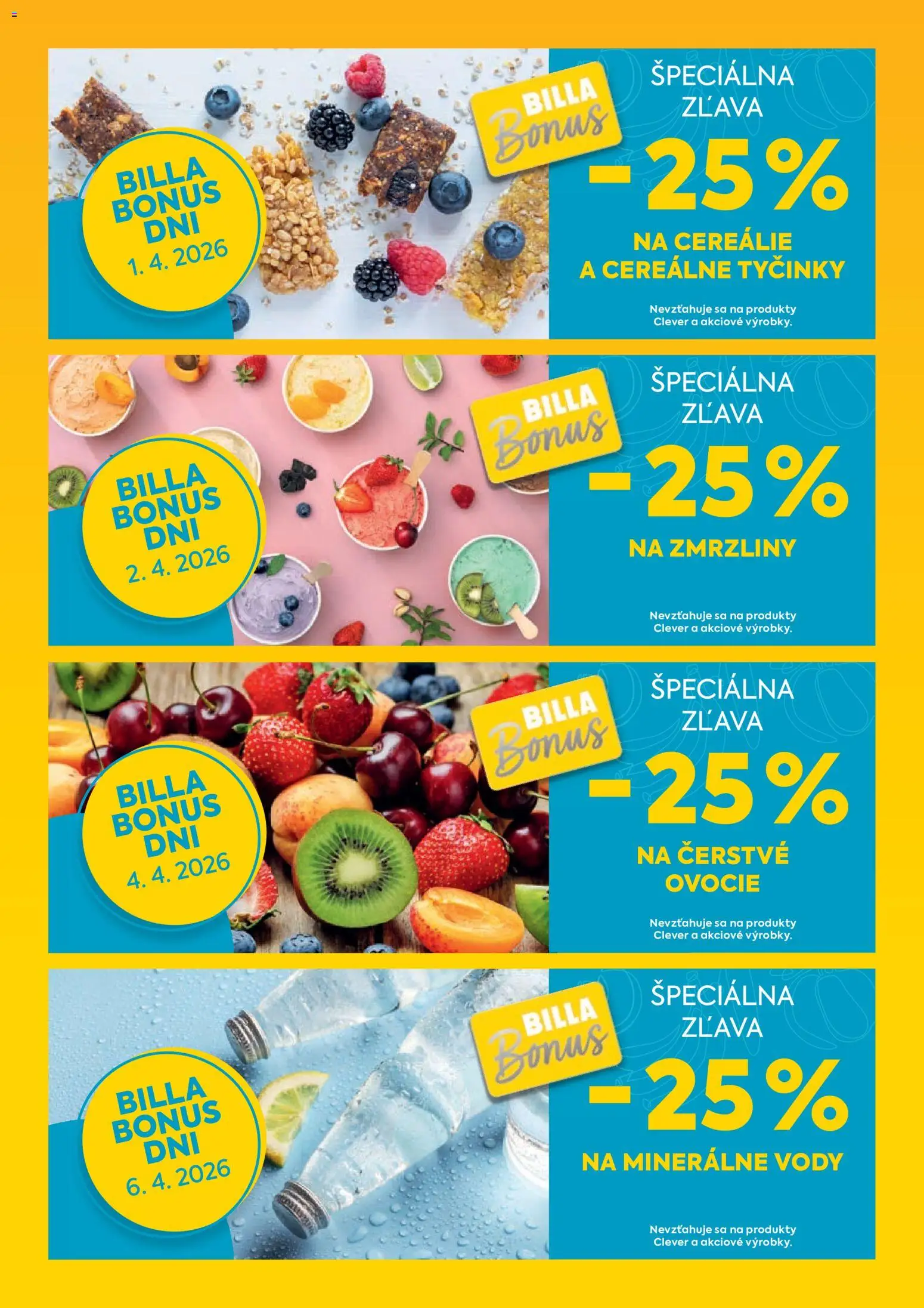 Nové Billa akcie – leták je platný od 30.03.2026 | Strana: 2 | Produkty: Cereálie, Ovocie