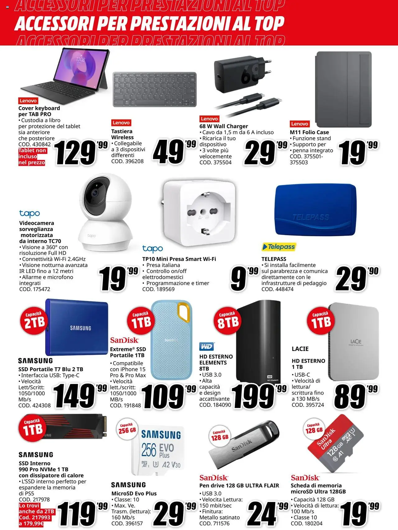 Volantino Media World del 21.08.2025 | Pagina: 4 | Prodotti: Top, Tablet, Cavo, Samsung