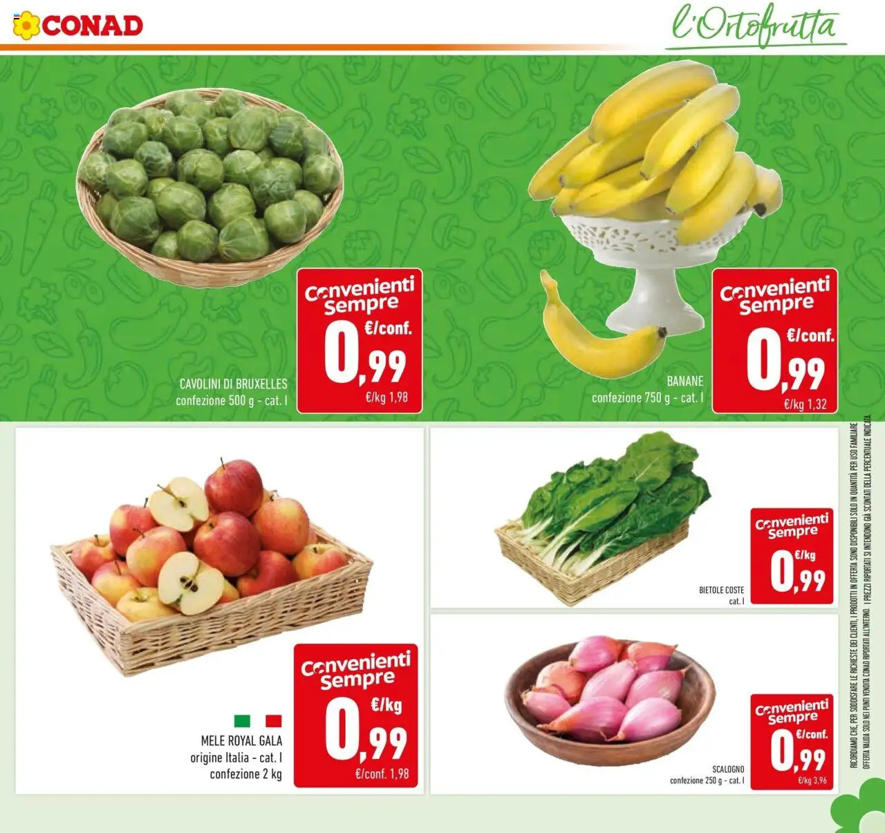 Volantino Conad del 08.10.2025 | Pagina: 21 | Prodotti: Mele, Banane, Cavolini di bruxelles