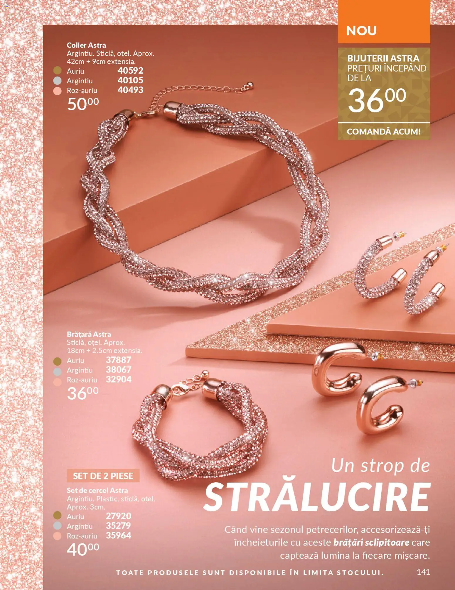 Noul catalog Avon – valabil de la 01.11.2025 | Pagină: 141 | Produse: Tavuk suyu, Cercei, Colier, Brățară