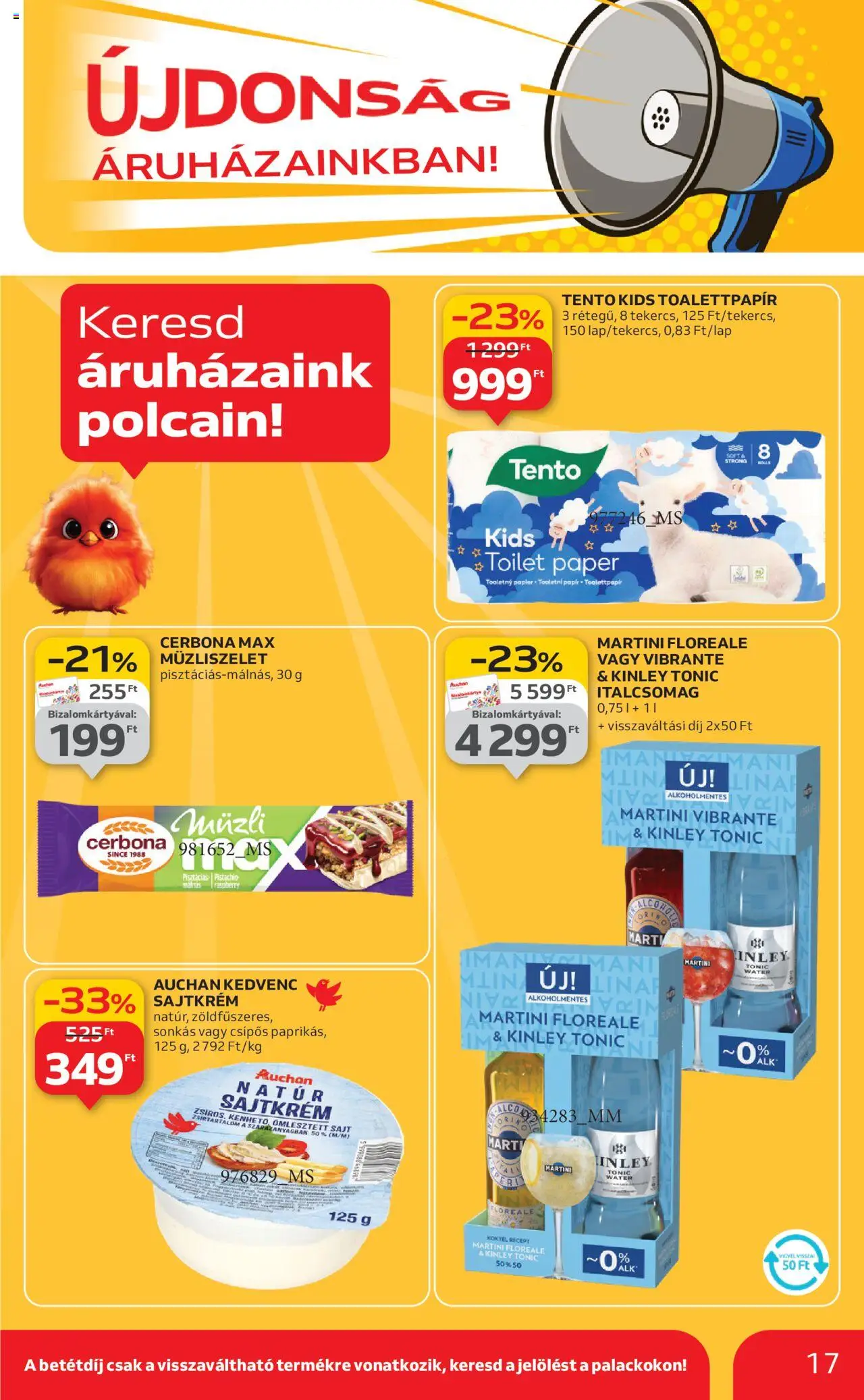 Auchan akciós ujság - amely érvényes a következő dátumtól: 28.08.2025 | Oldal: 17 | Termékek: Tonic, Müzli, Sajt, Müzliszelet