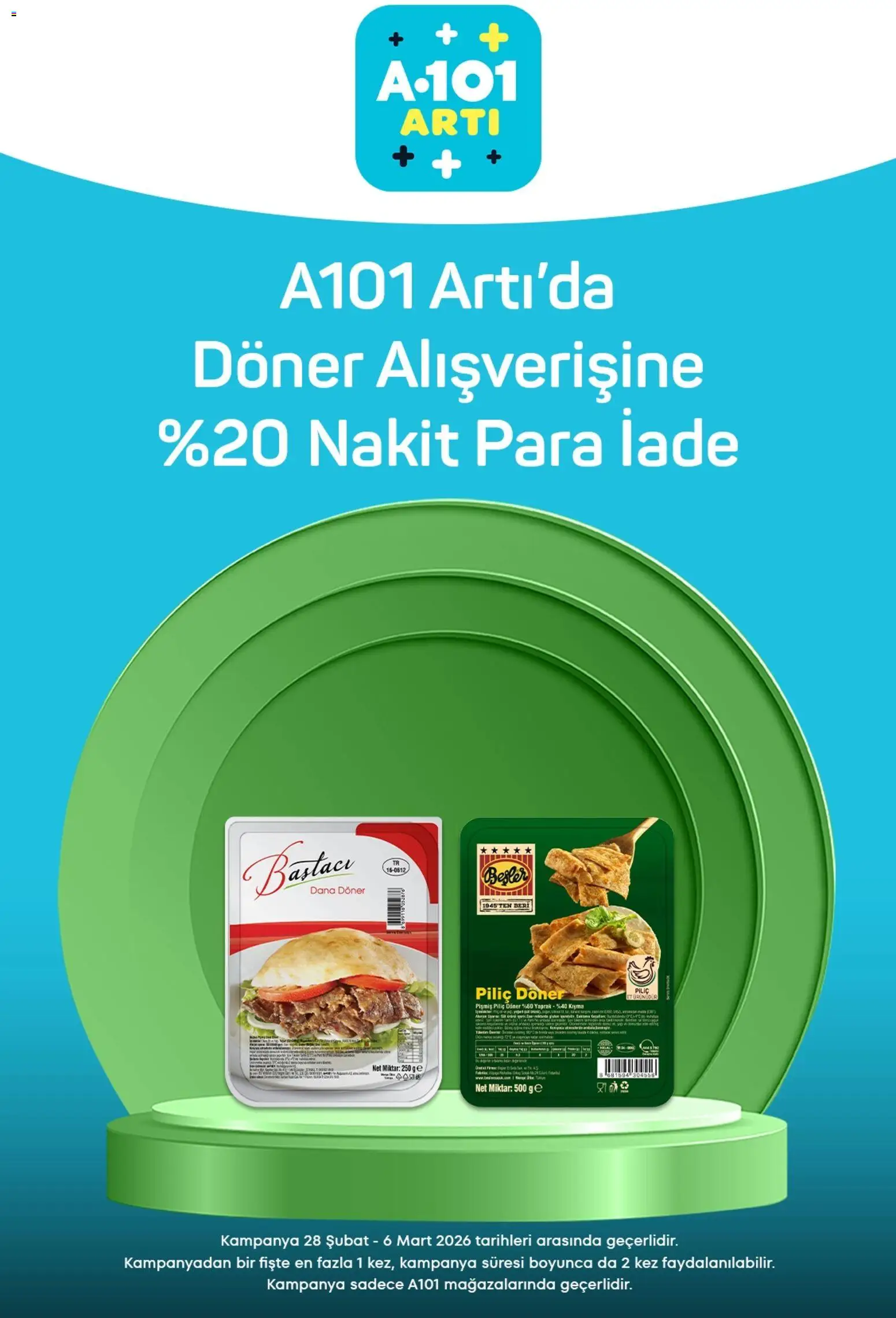 A101 - Arti - 28.02.2026 tarihinden itibaren geçerlidir | Sayfa: 4 | Ürünler: Döner, Kıyma, Piliç