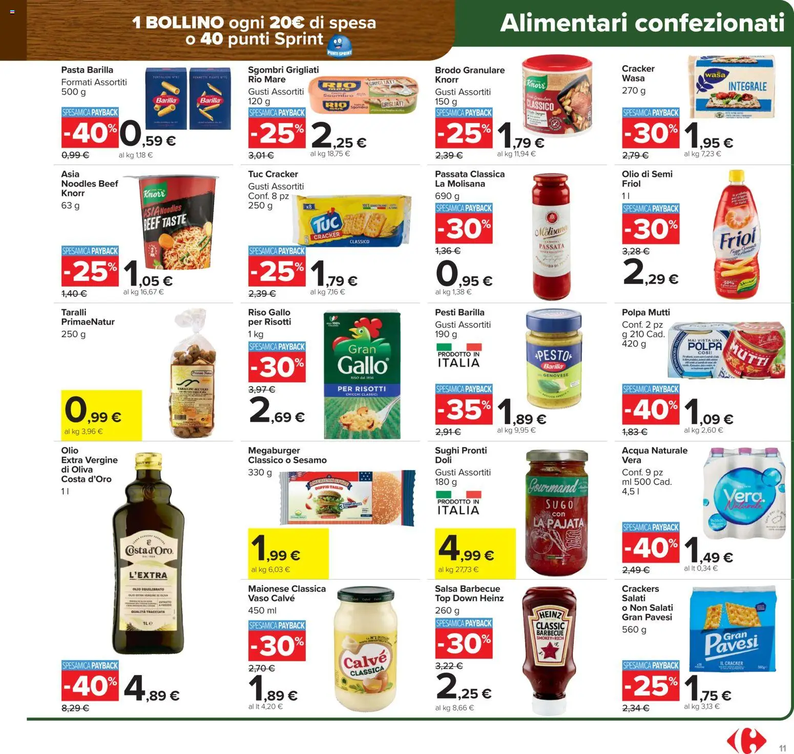 Volantino Carrefour del 17.02.2026 | Pagina: 11 | Prodotti: Top, Pasta, Crackers, Vaso