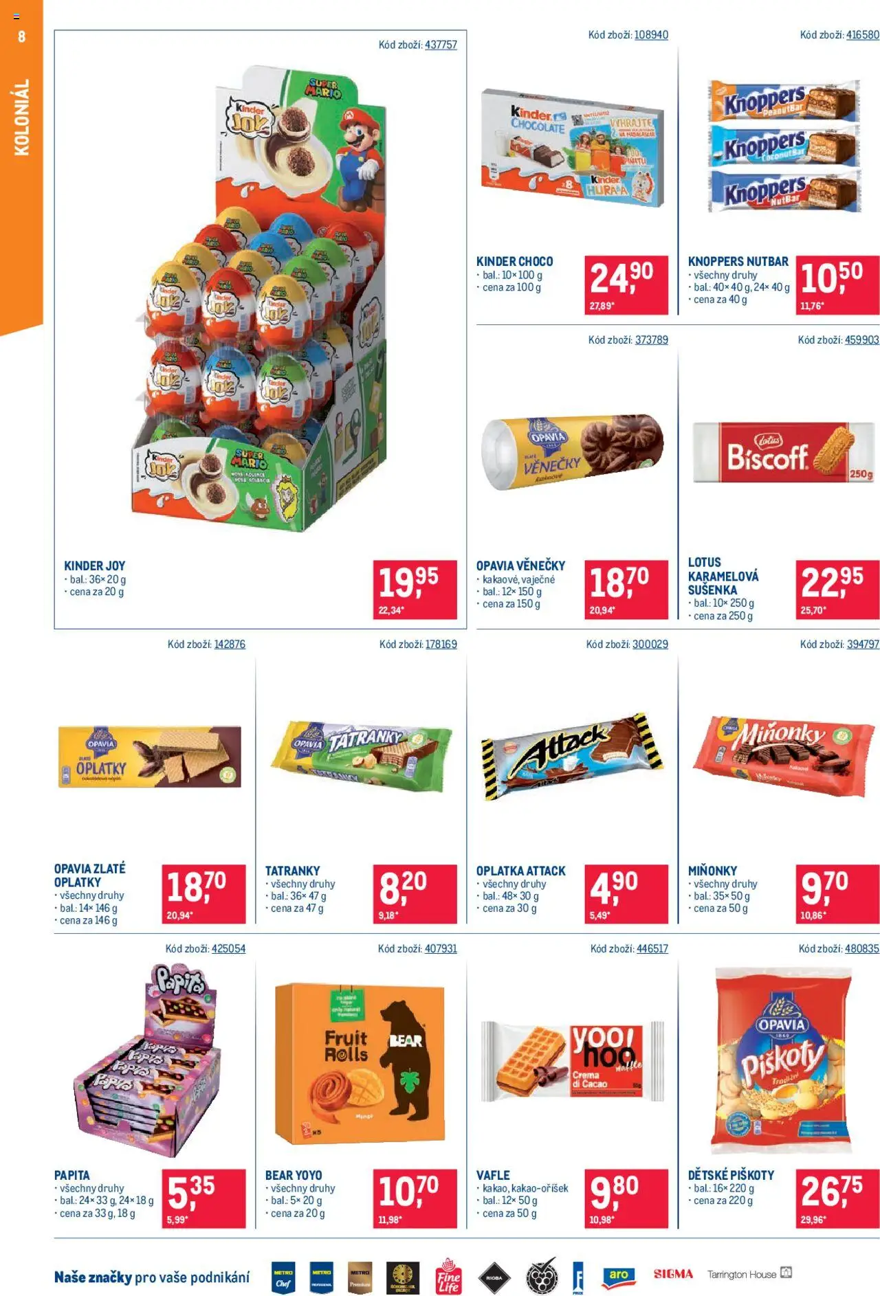 Makro leták - Maloobchod od 27.08.2025 | Strana: 8 | Produkty: Dětské piškoty, Vafle, Lotus, Oplatky