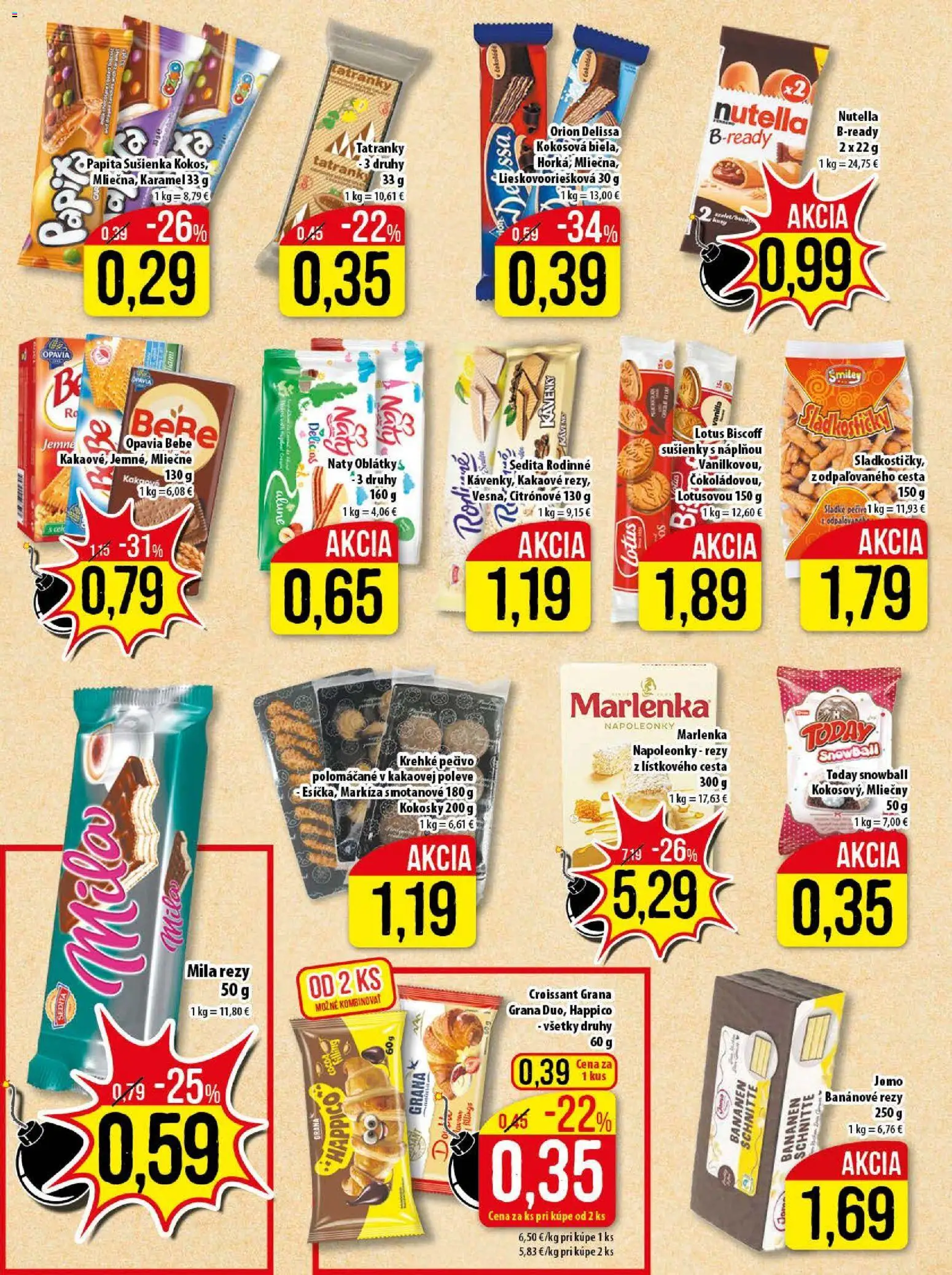 Nové Klas akcie – leták je platný od 27.10.2025 | Strana: 13 | Produkty: Croissant, Marlenka, Mila, Nutella