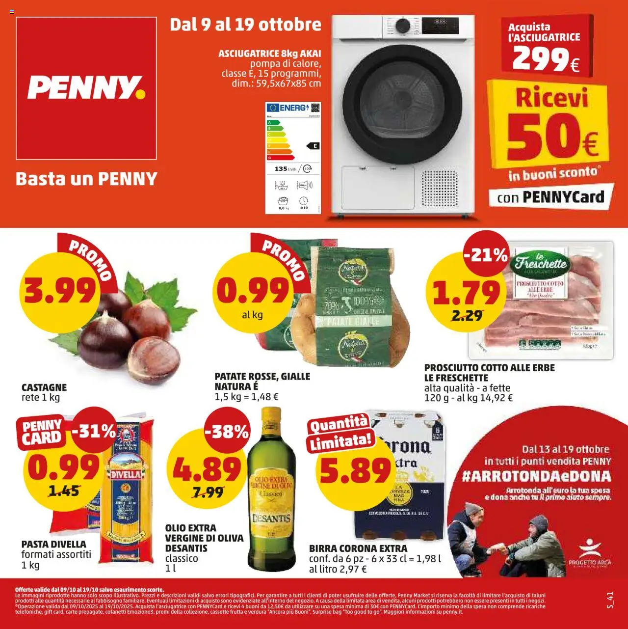 Volantino PENNY del 09.10.2025 | Pagina: 1 | Prodotti: Prosciutto Cotto, Patate, Olio, Prosciutto
