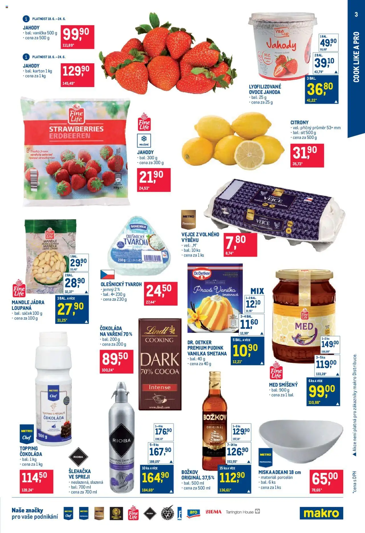 Makro leták - Pro milovníky jídla od 18.06.2025 | Strana: 3 | Produkty: Med, Tvaroh, Božkov, Čokoláda na vaření