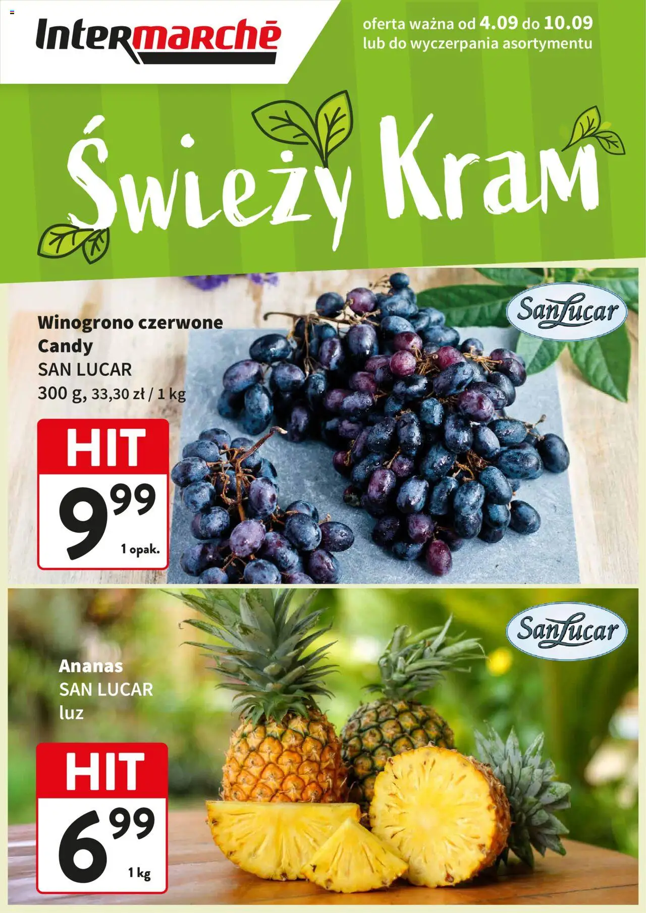 Intermarche Gazetka - Świeży Hit od 04.09.2025 | Strona: 1 | Produkty: Winogrono, Ananas