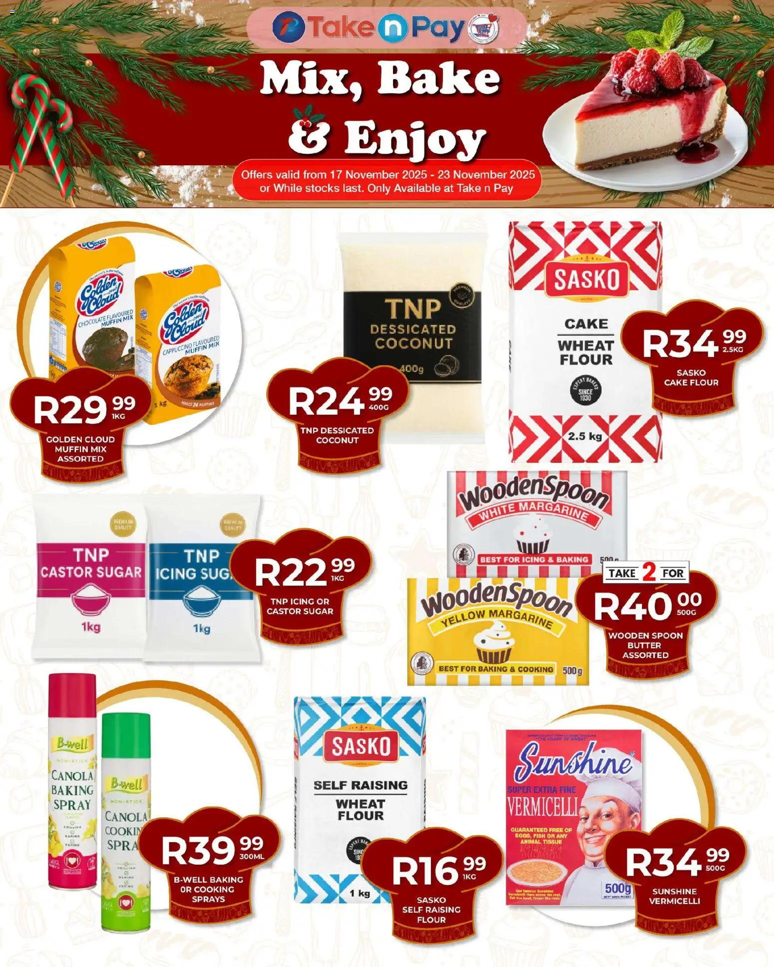 New Take n Pay catalogue – valid from 17.11.2025 | Page: 5 | Products: Muffins, Butter, Margarine, Sugar