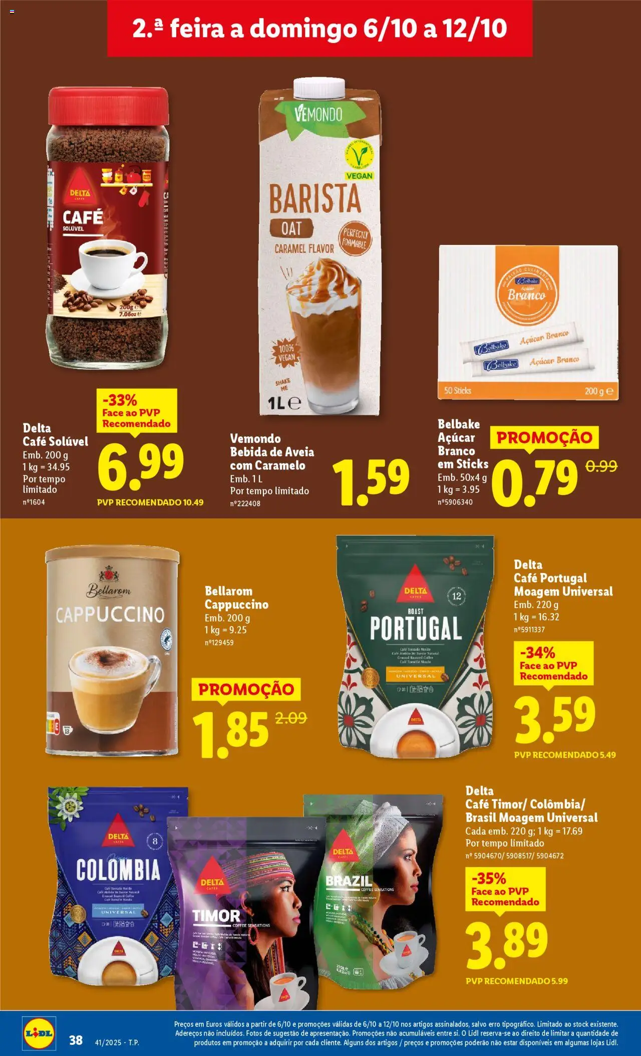 Lidl folheto │ válido de 06.10.2025 | Página: 38 | Produtos: Aveia, Café solúvel, Café, Açúcar