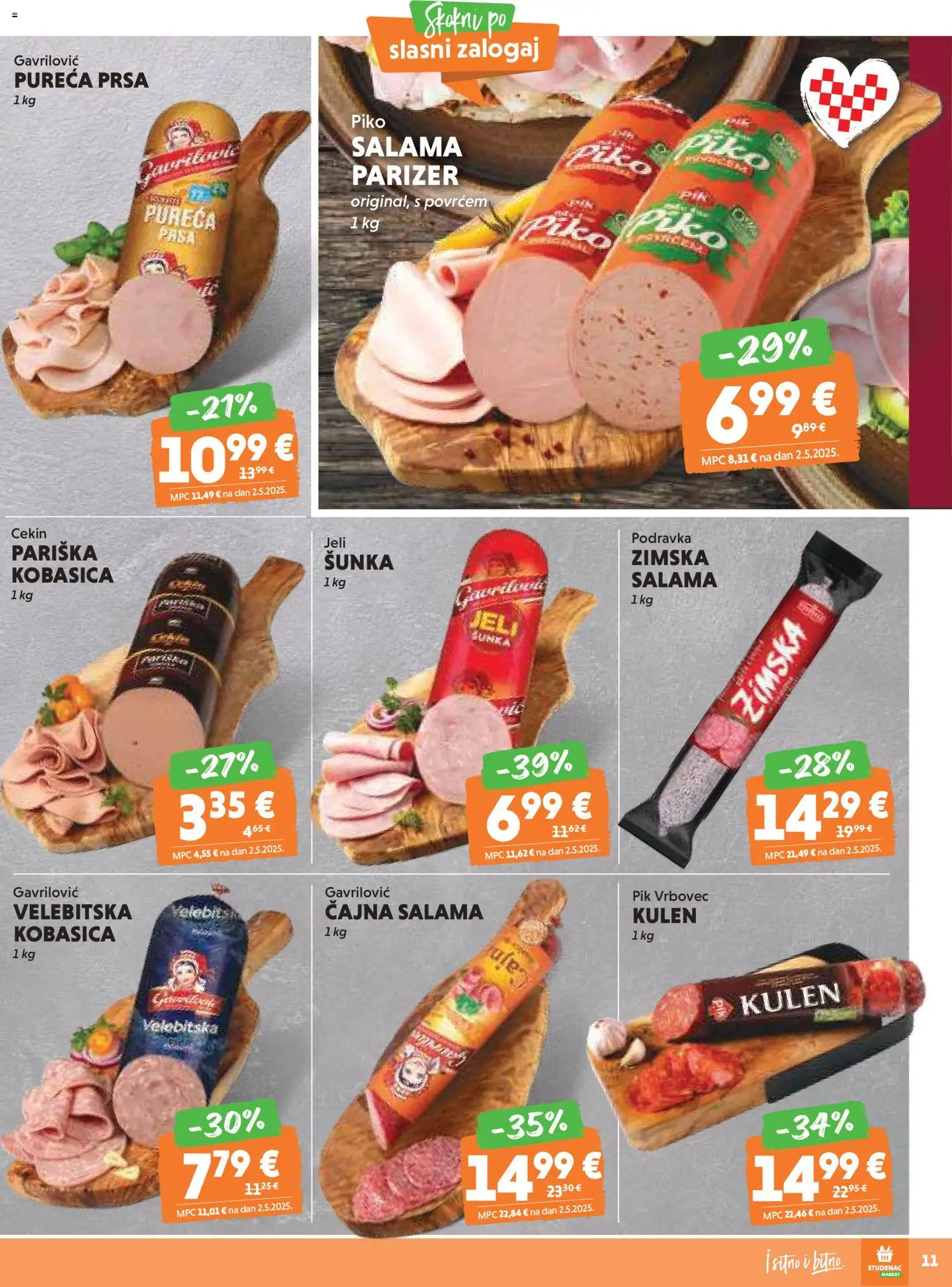 Studenac katalog | vrijedi od 12.11.2025 | Stranica: 11 | Proizvodi: Salama, Šunka, Podravka, Parizer