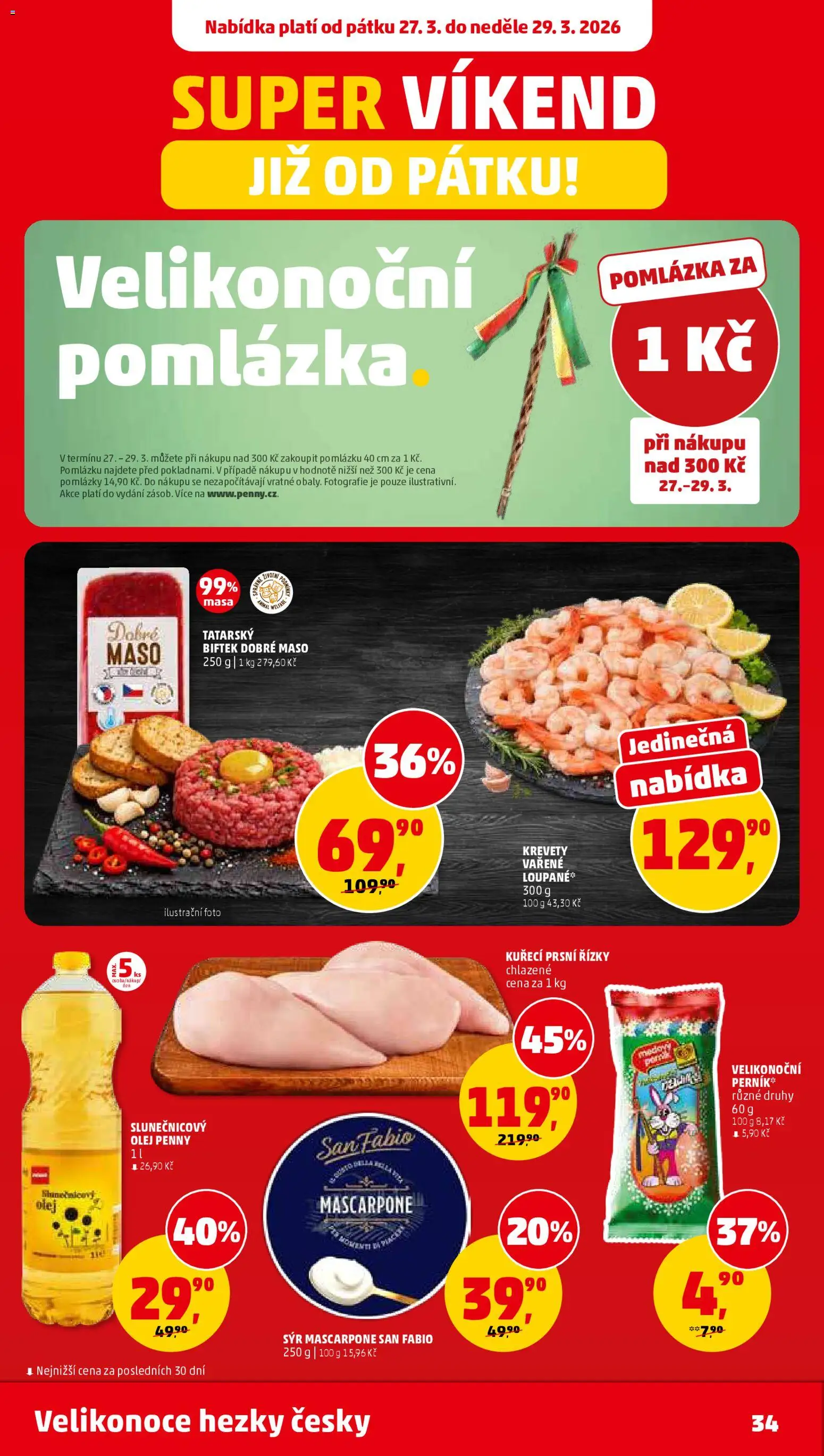 Penny Market leták od 25.03.2026 | Strana: 34 | Produkty: Olej, Perník, Mascarpone, Krevety