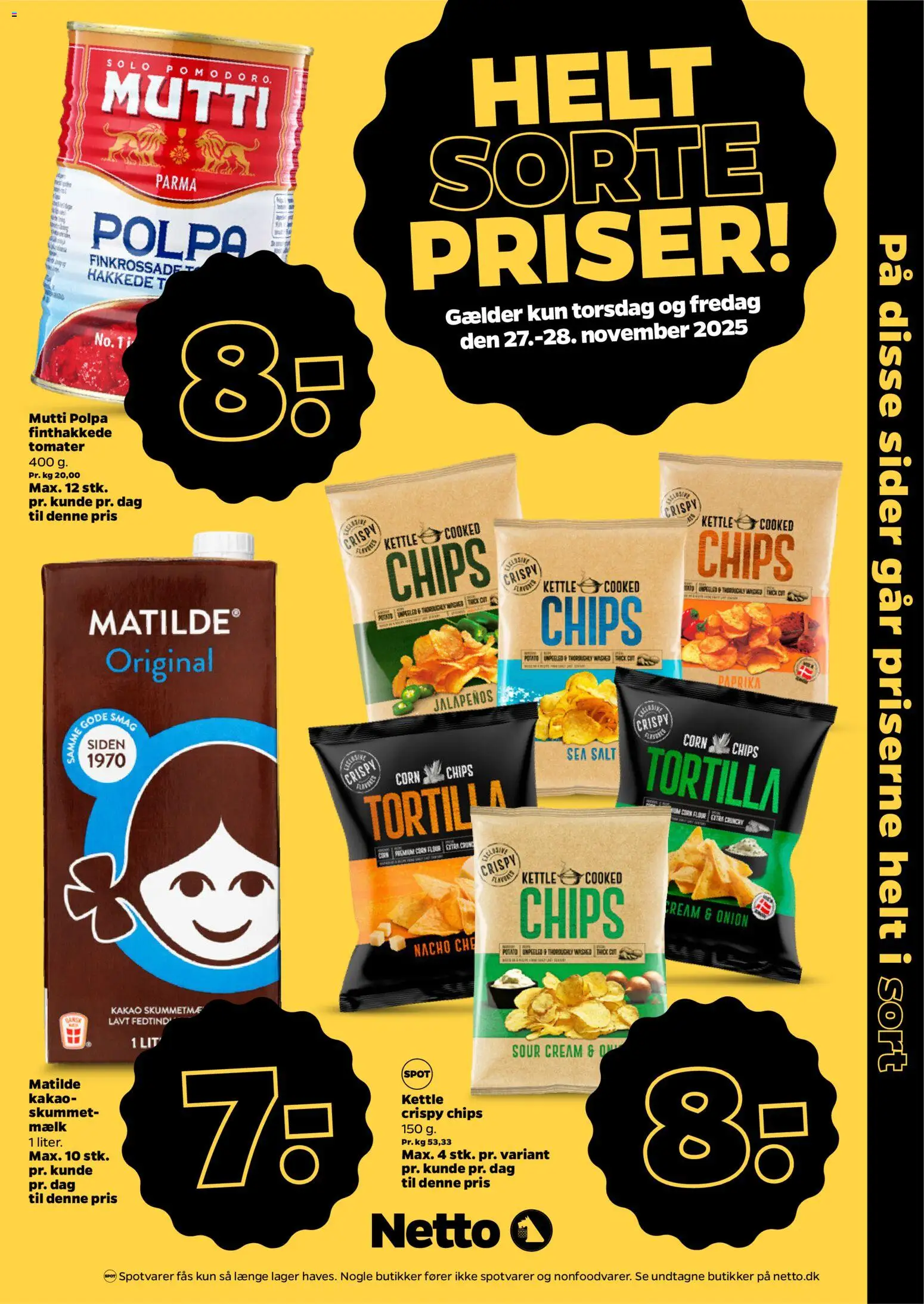 Netto tilbudsavis – gyldig fra 26.11.2025 | Side: 3 | Produkter: Mælk, Tomater, Chips, Paprika