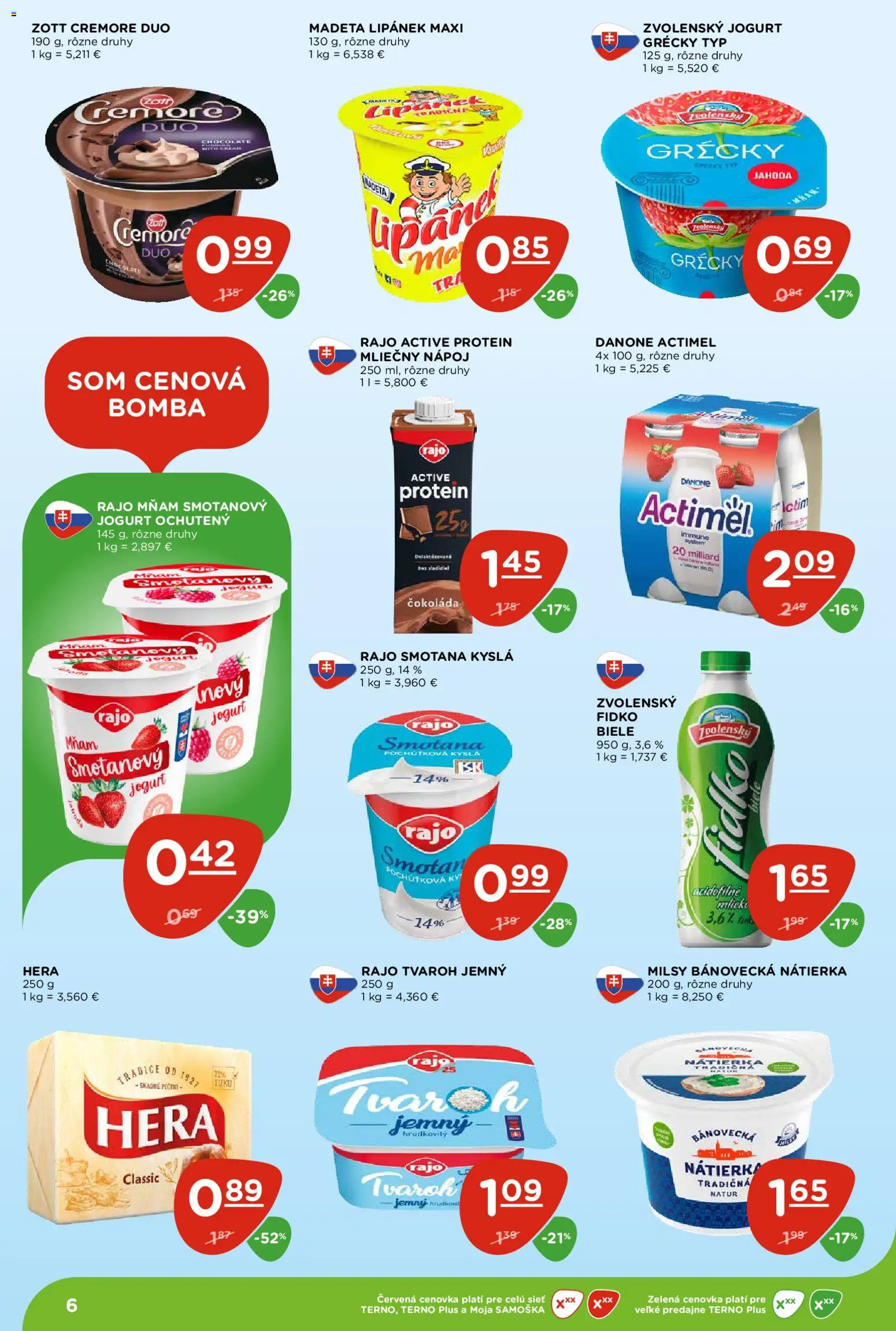 Nové Terno akcie – leták je platný od 19.03.2026 | Strana: 6 | Produkty: Jogurt, Protein, Tvaroh, Actimel