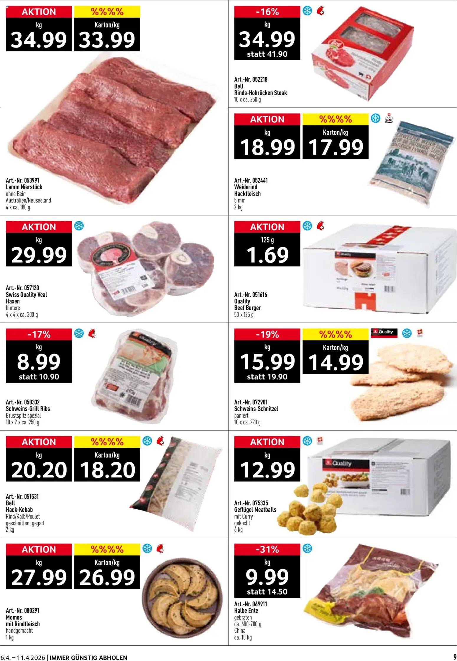 Prodega aktionen – gültig ab 06.04.2026 | Seite: 9 | Produkte: Burger, Rindfleisch