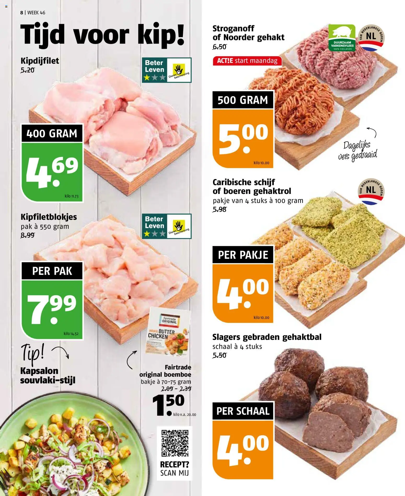 {H1} | Pagina: 8 | Producten: Varkensvlees, Schaal, Gehakt, Kip