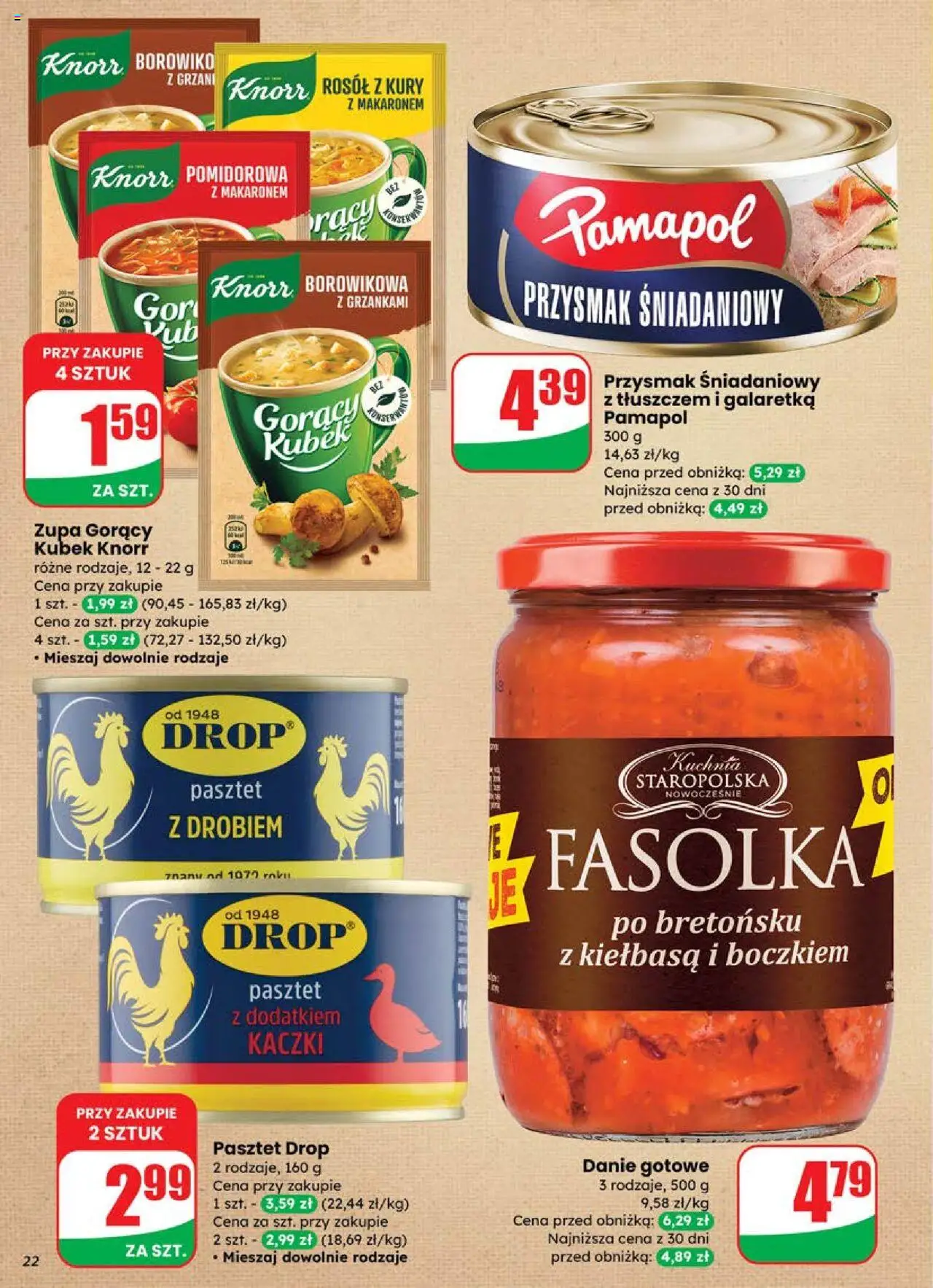 Dino Gazetka od 25.06.2025 | Strona: 22 | Produkty: Kiełbasa, Galaretka, Gorący kubek, Zupa