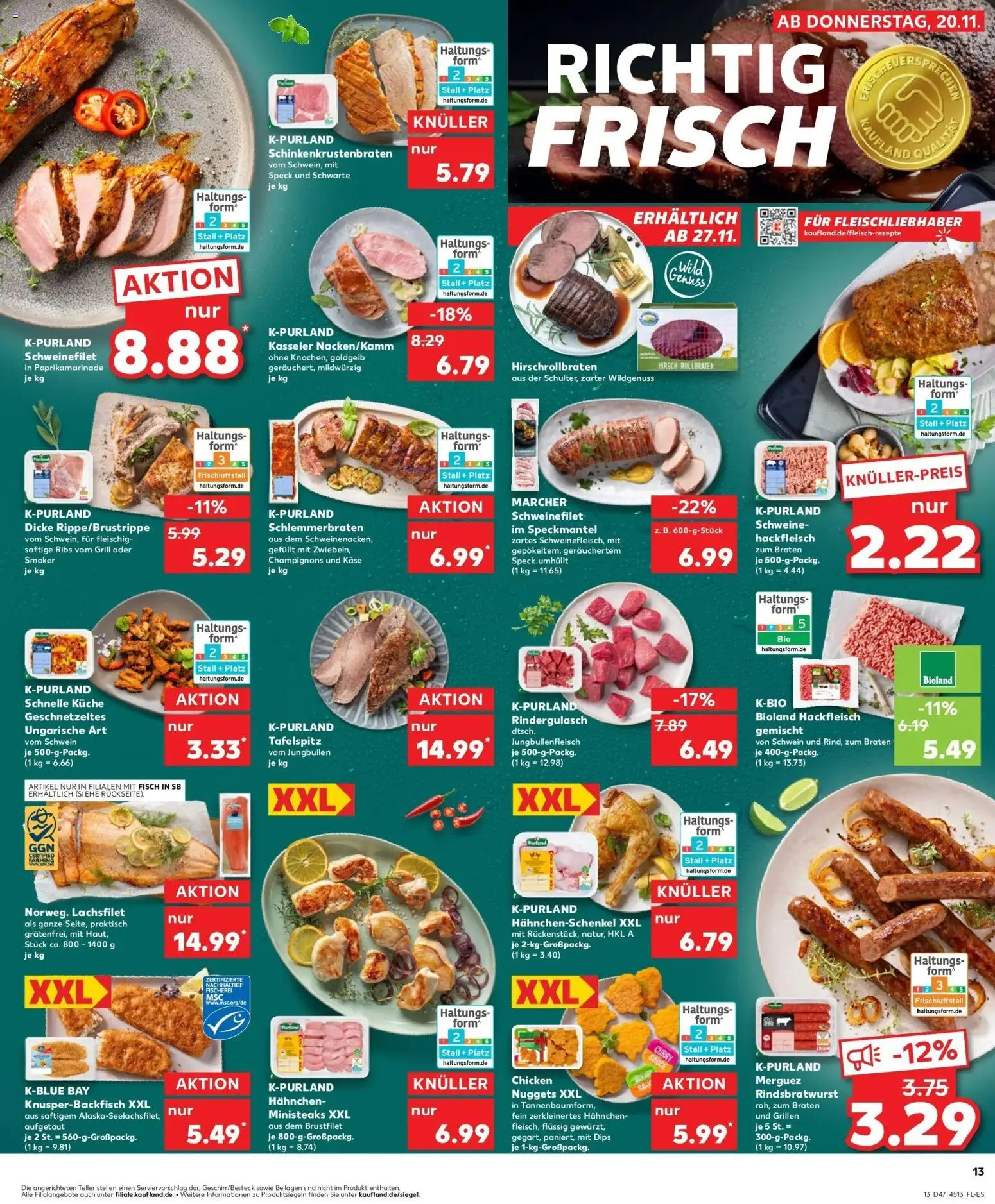 Kaufland prospekt Königsbrunn	 – gültig ab 20.11.2025 | Seite: 13 | Produkte: Hahnchen, Käse, Champignons, Hackfleisch