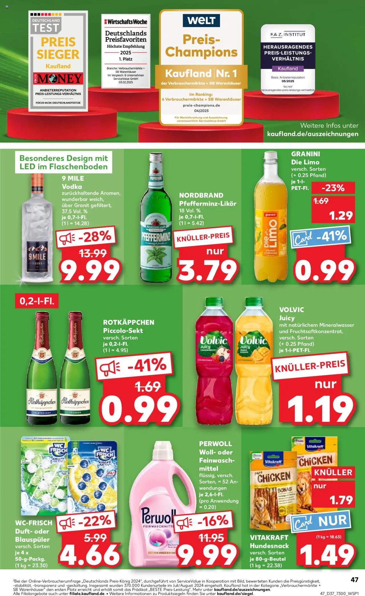 Kaufland prospekt Berlin	 – gültig ab 11.09.2025 | Seite: 47 | Produkte: Mineralwasser, Granini die limo, Vodka, Volvic