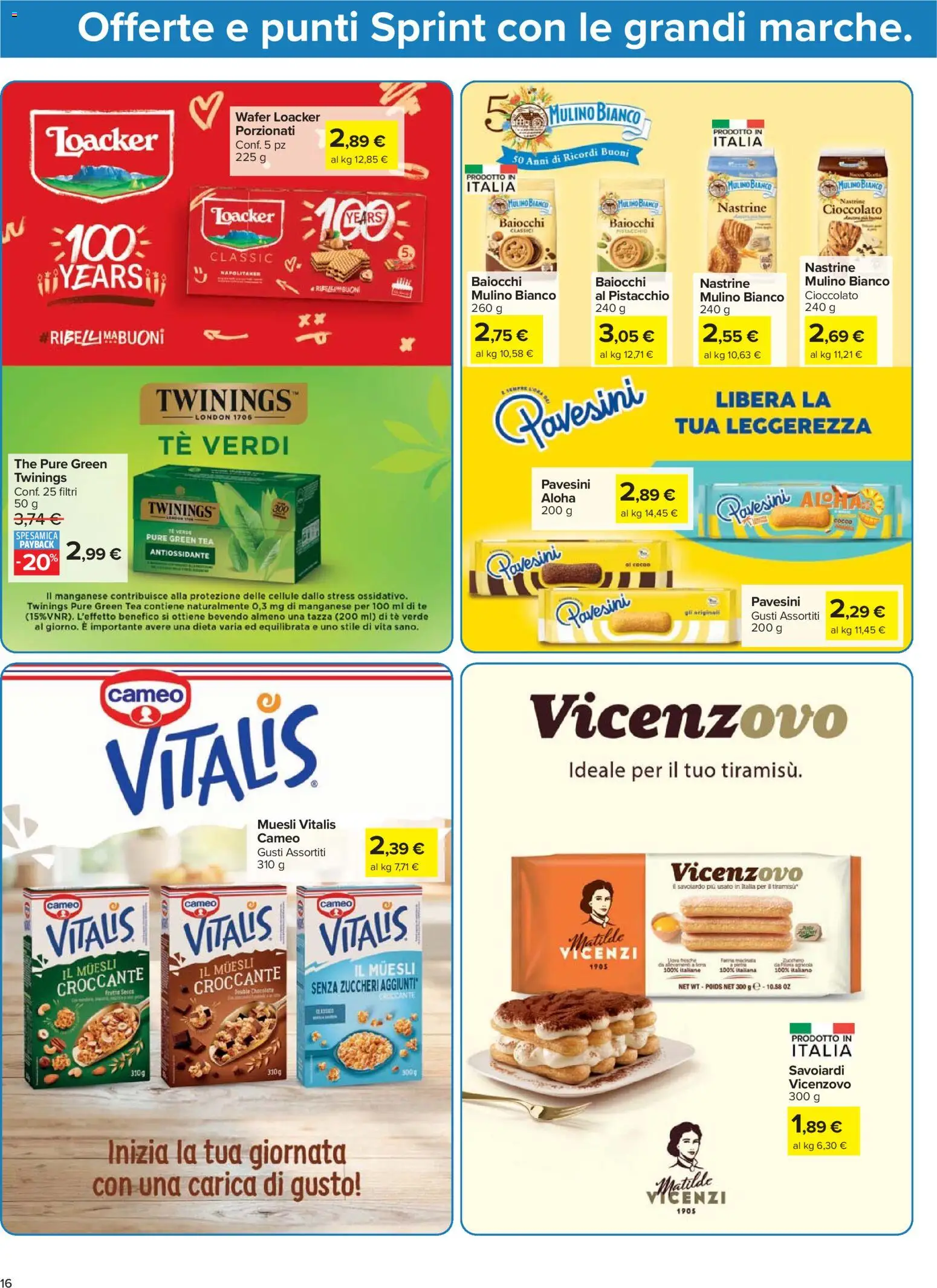 Volantino Carrefour del 02.12.2025 | Pagina: 16 | Prodotti: Tè, Frutta, The, Savoiardi