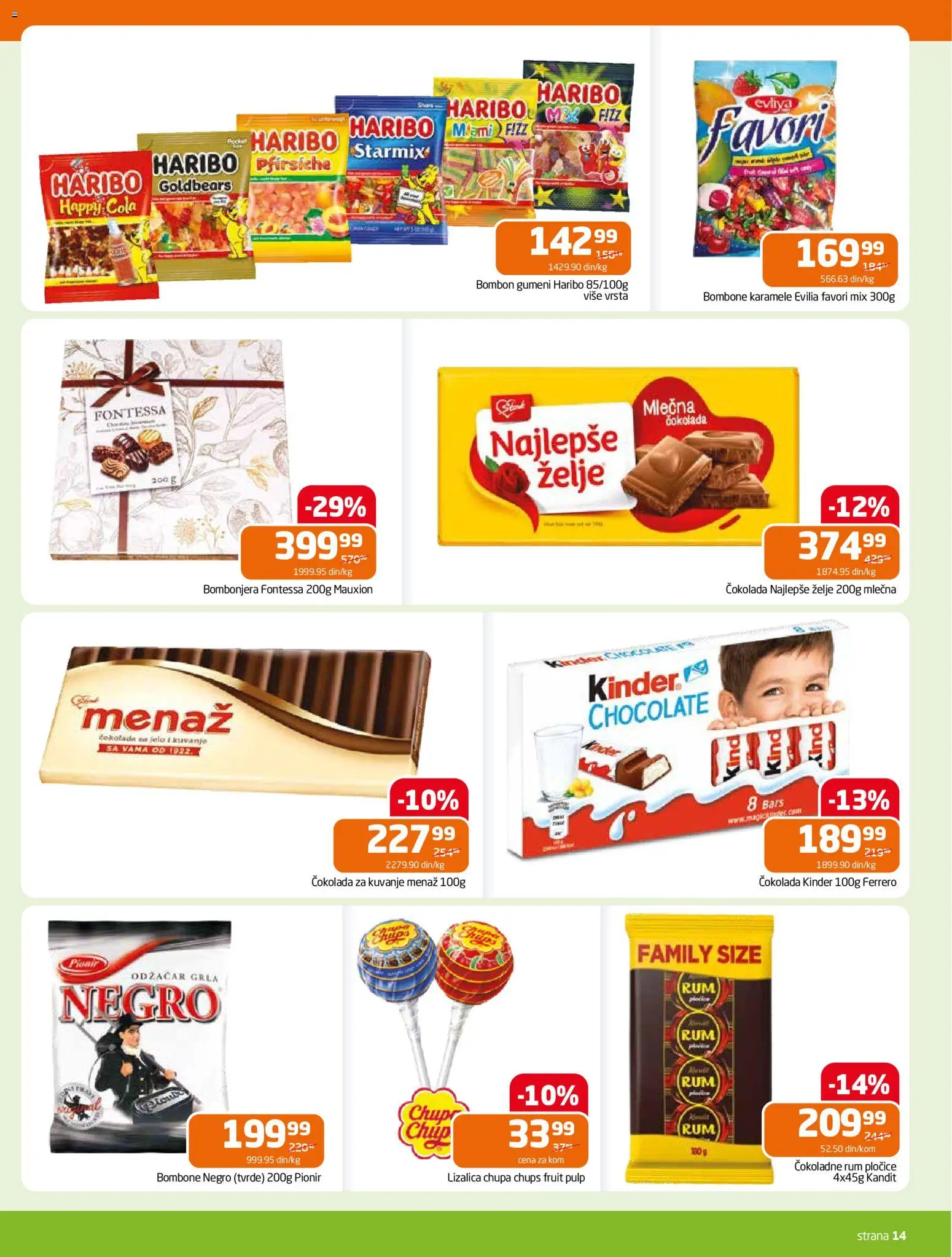 Gomex katalog - važi od 22.10.2025 | Strana: 14 | Proizvode: Bombone, Čokolada za kuvanje, Čokolada, Ferrero