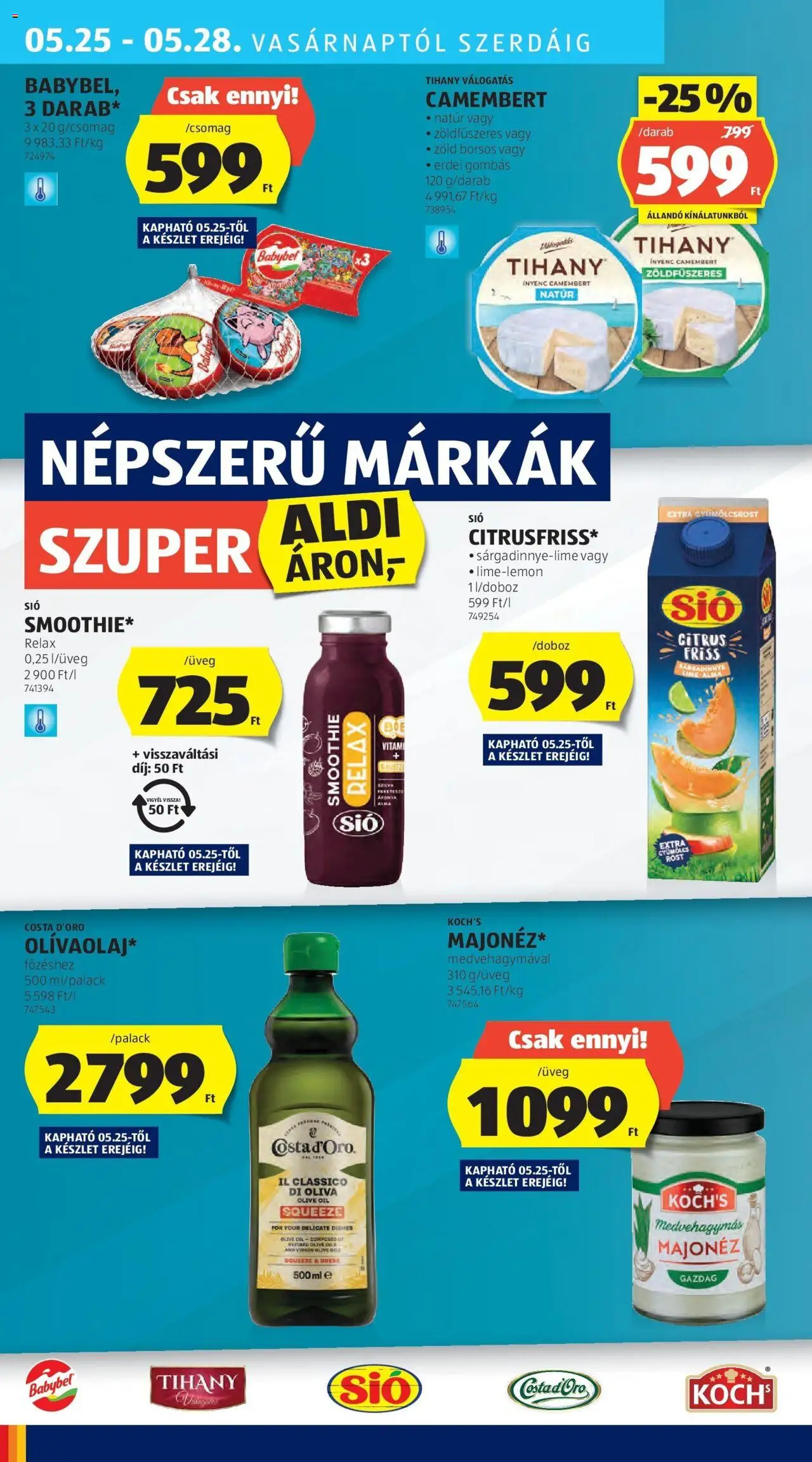 Aldi akciós ujság - amely érvényes a következő dátumtól: 29.05.2025 | Oldal: 40 | Termékek: Tihany, Alma, Sárgadinnye, Camembert