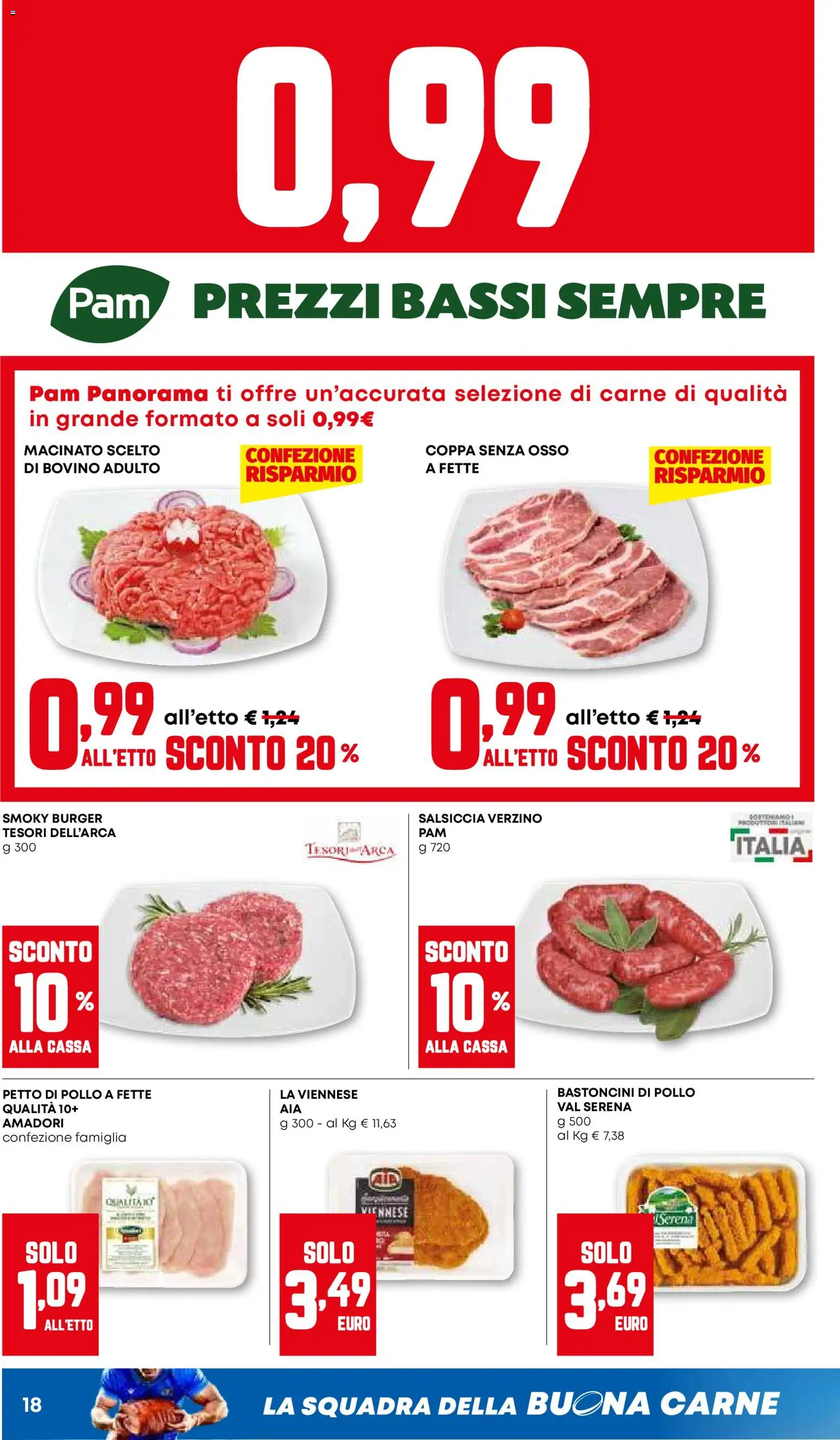 Volantino PAM del 29.01.2026 | Pagina: 18 | Prodotti: Bovino, Petto di Pollo, Pollo, Salsiccia