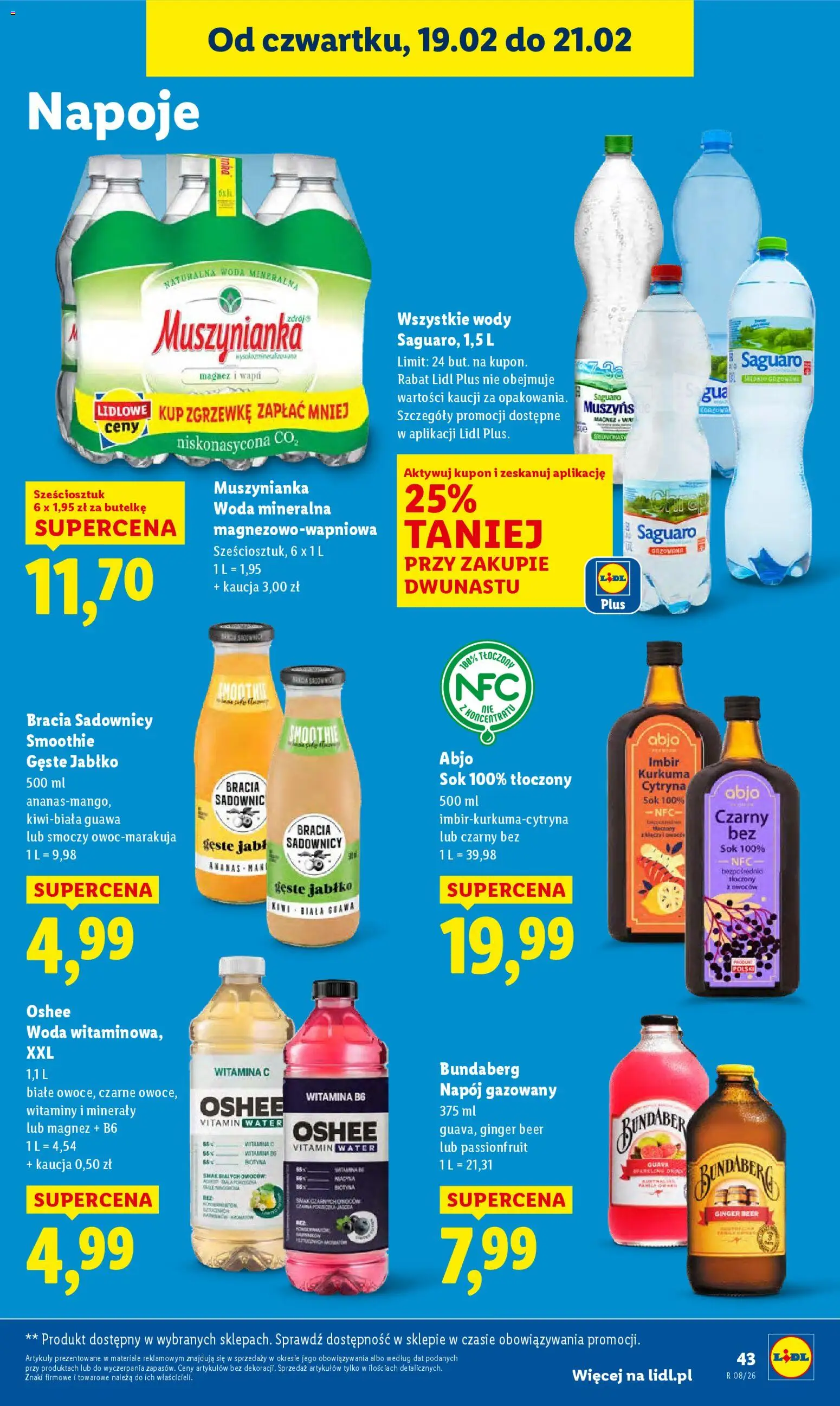 Lidl Gazetka od 19.02.2026 | Strona: 43 | Produkty: Imbir, Kurkuma, Muszynianka, Guawa