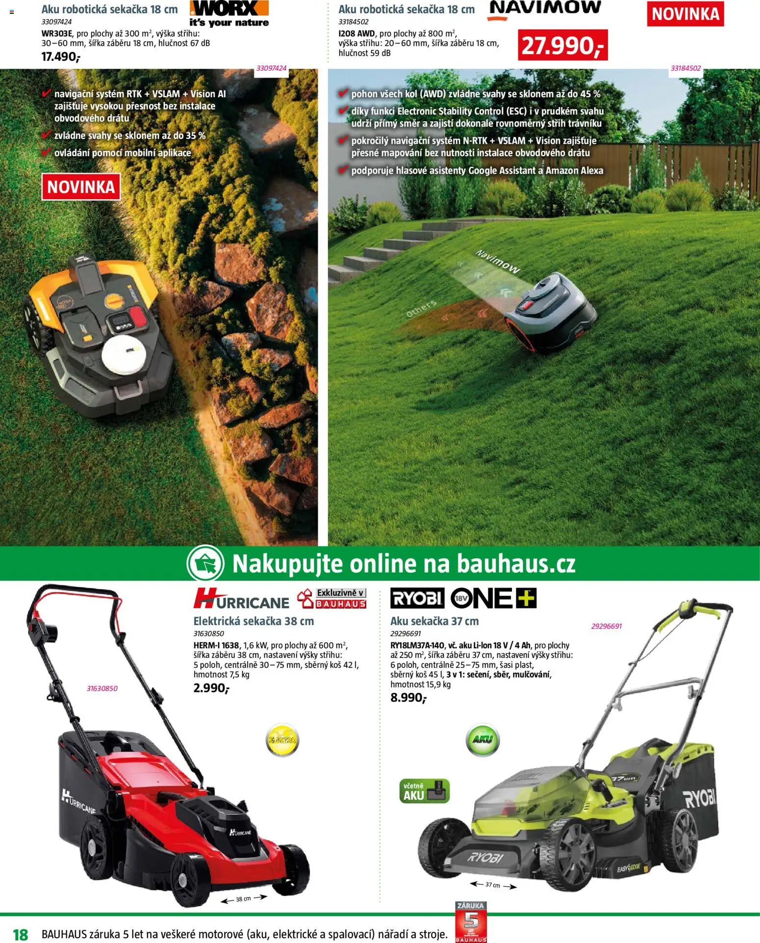 Bauhaus katalog Zahradní centrum od 06.03.2026 | Strana: 18 | Produkty: Nářadí, Sekačka, Elektrická sekačka, Koš