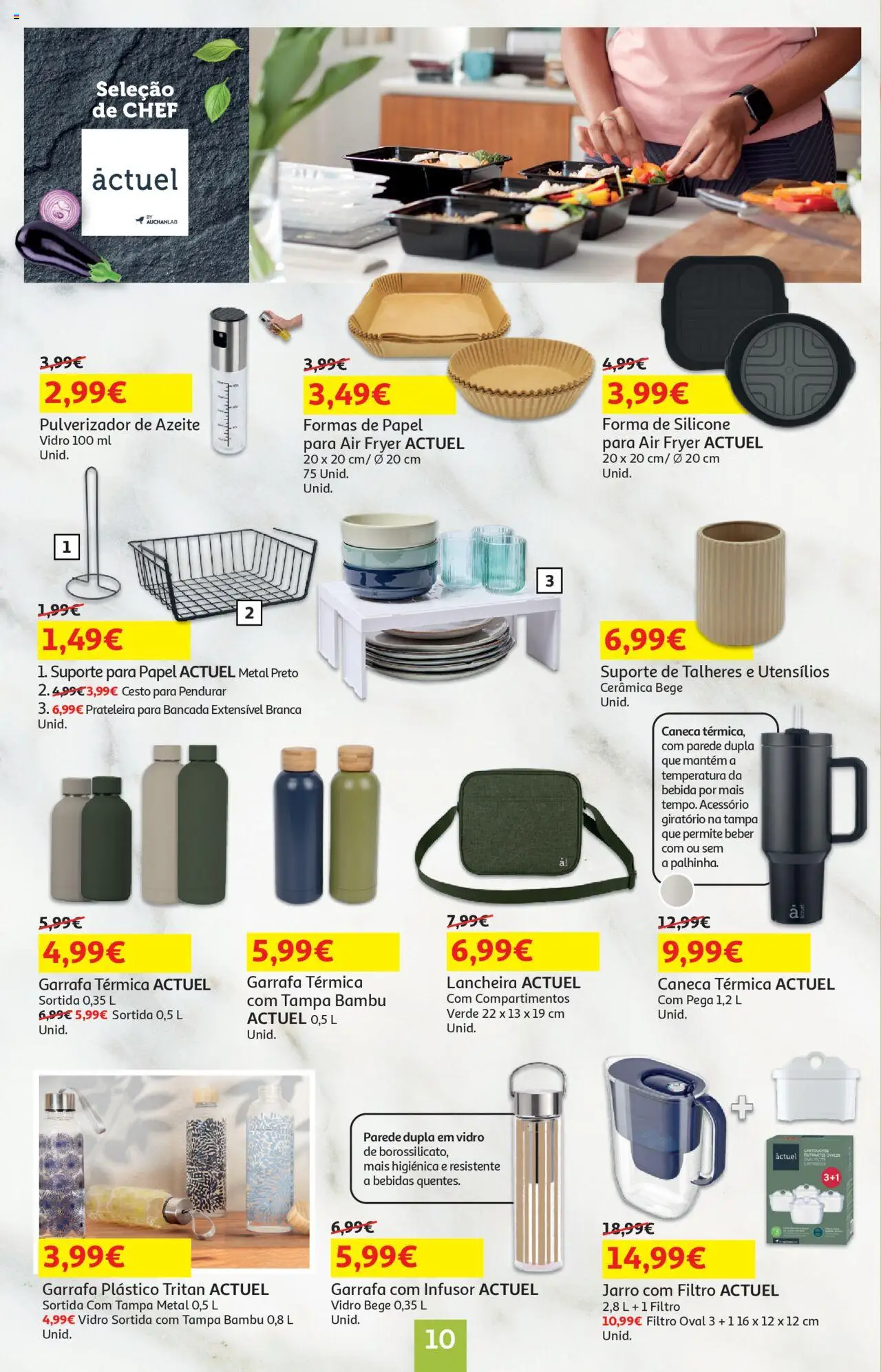 Auchan - Uma cozinha de Chef │ válido de 18.09.2025 | Página: 10 | Produtos: Air fryer, Bancada, Prateleira, Bebida