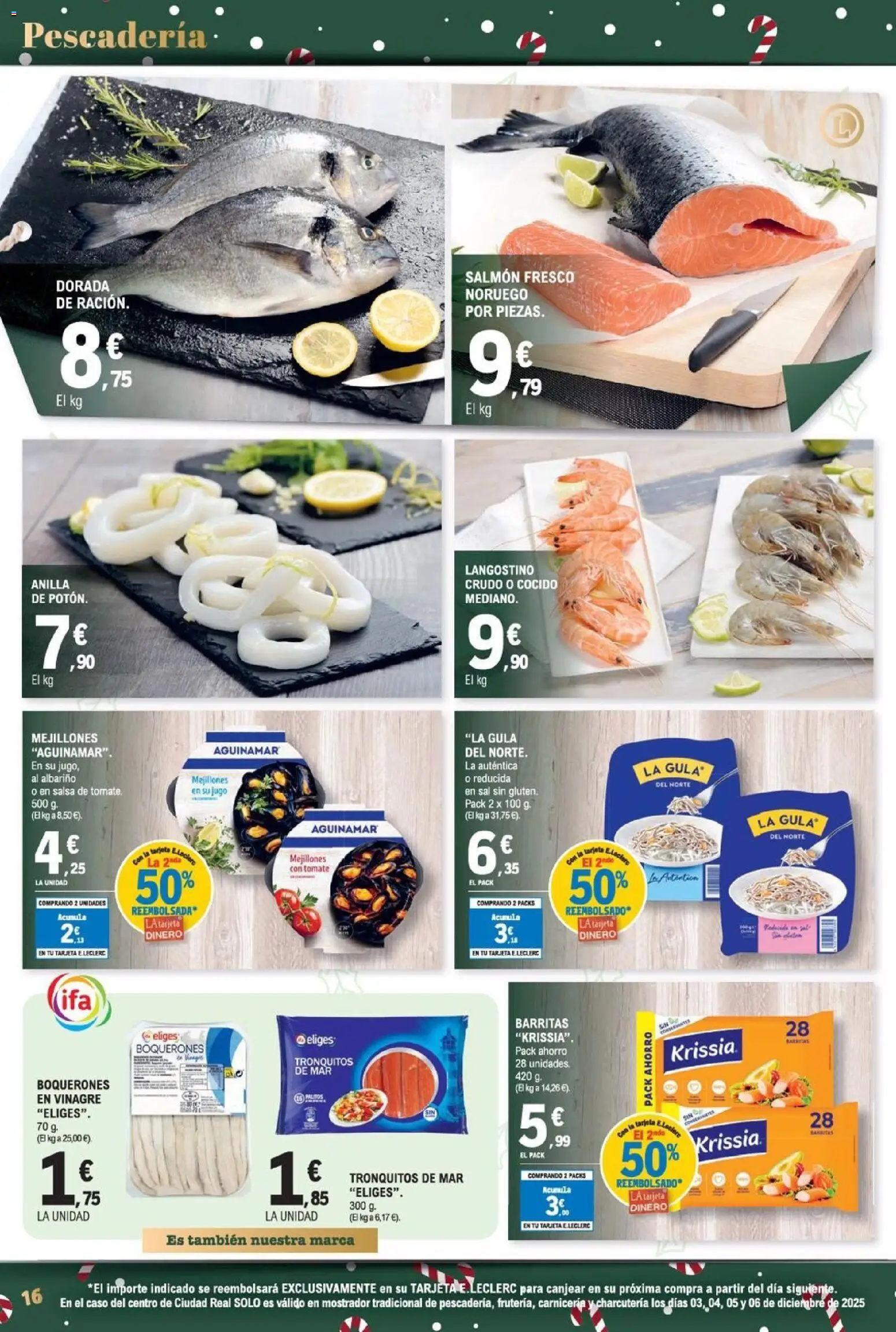E.Leclerc folleto │ válido desde el 03.12.2025 | Página: 16 | Productos: Jugo, Δεξαμενή, Langostino