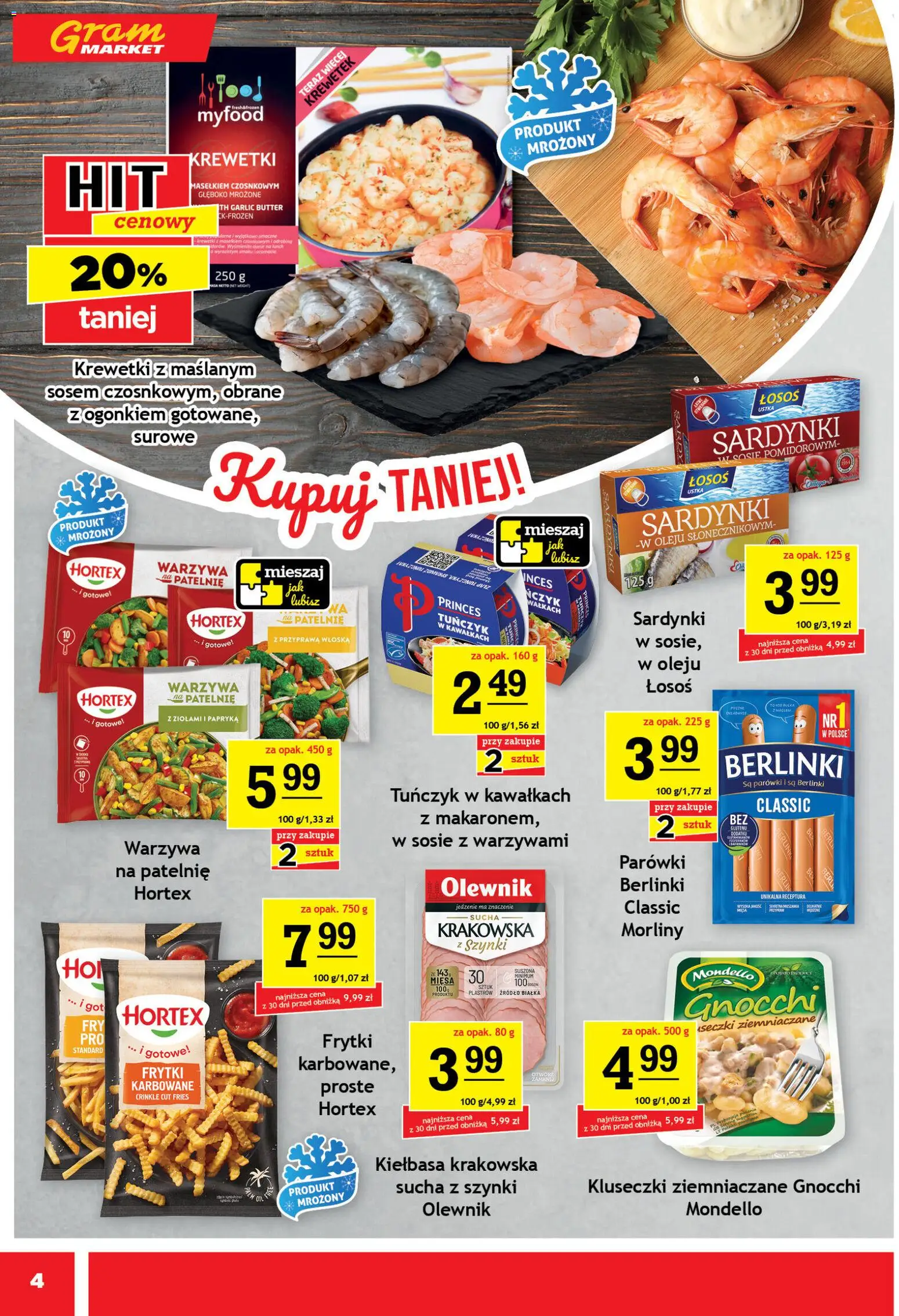 Gram Market gazetka od 29.04.2026 | Strona: 4 | Produkty: Kiełbasa, Łosoś, Tuńczyk, Warzywa
