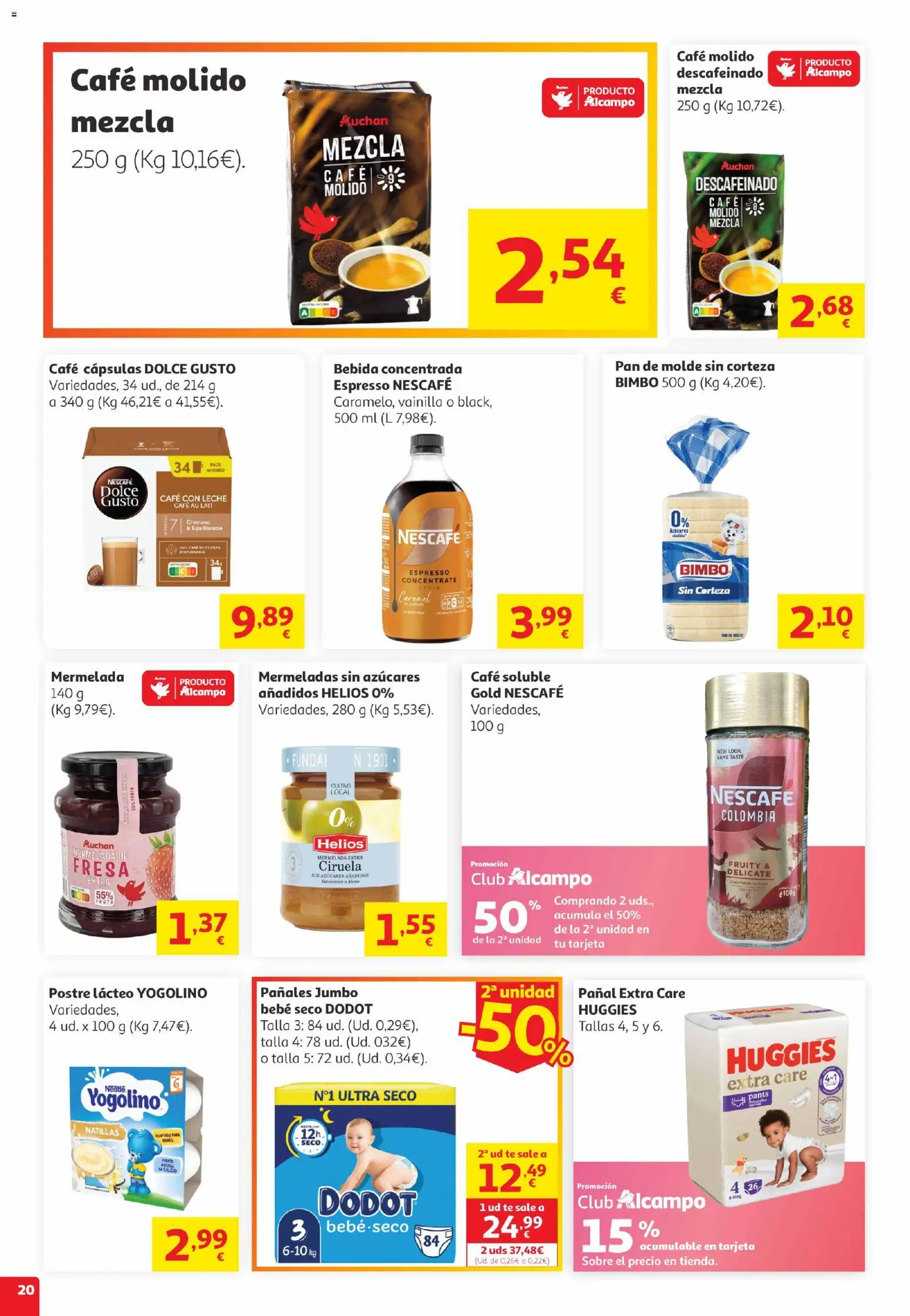 Alcampo Canarias │ válido desde el 05.05.2026 | Página: 20 | Productos: Pan, Café, Té, Pan de molde