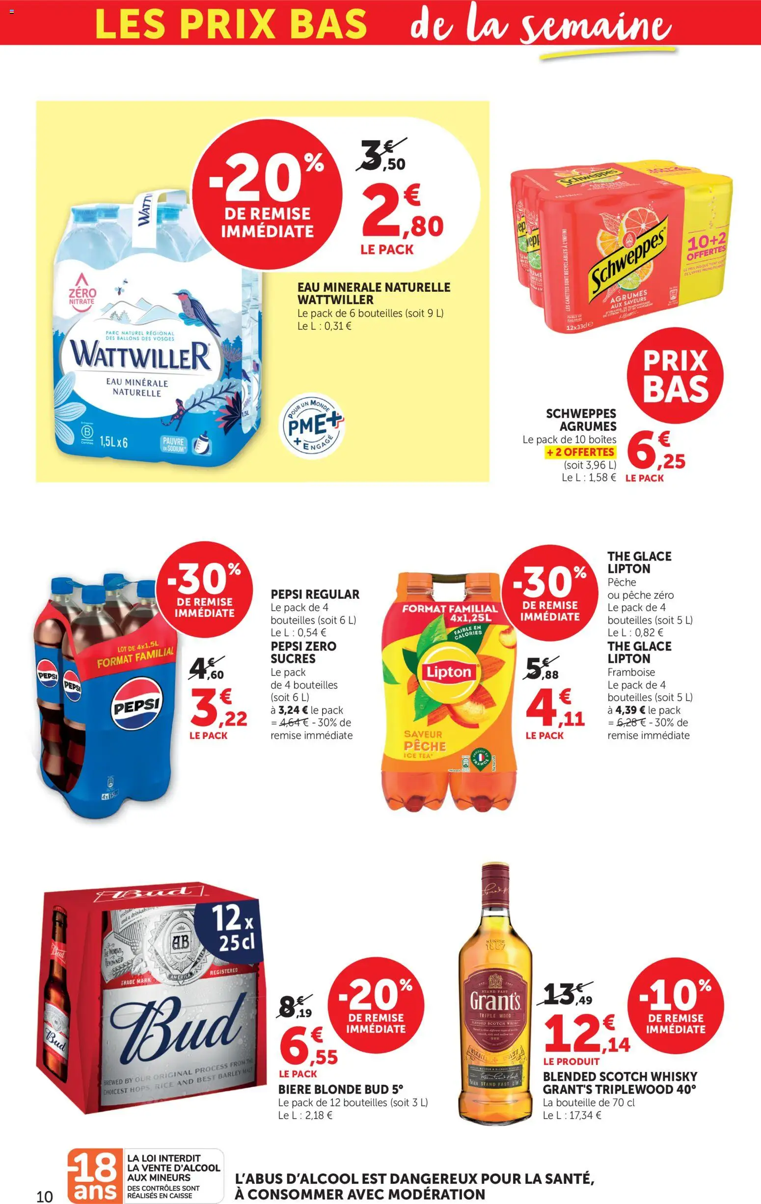 {H1} | Page: 10 | Produits: Whisky, Framboise, Eau minérale naturelle, Thé