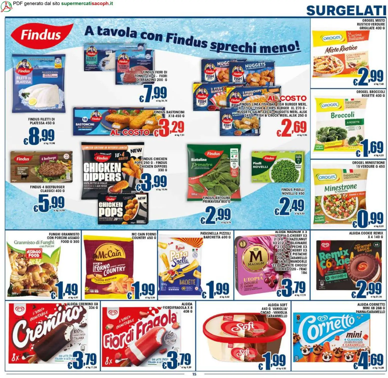 Volantino Sacoph del 17.04.2026 | Pagina: 15 | Prodotti: Nuggets, Verdure, Piselli, Broccoli