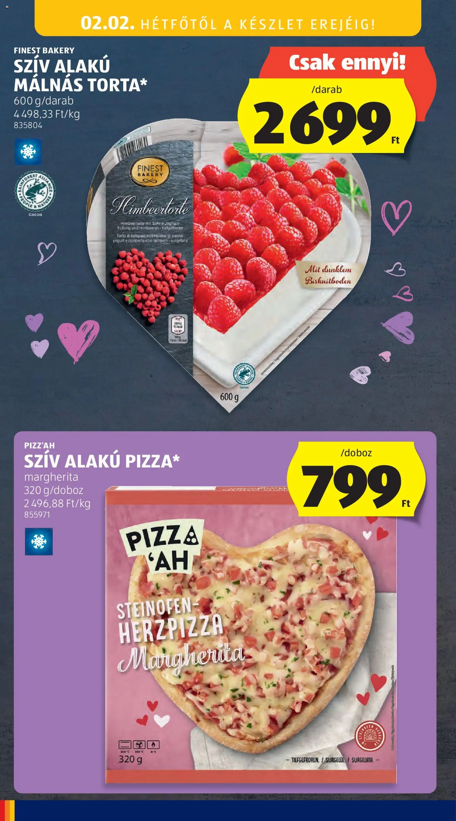 Aldi akciós ujság - amely érvényes a következő dátumtól: 29.01.2026 | Oldal: 36 | Termékek: Málna, Torta, Pizza