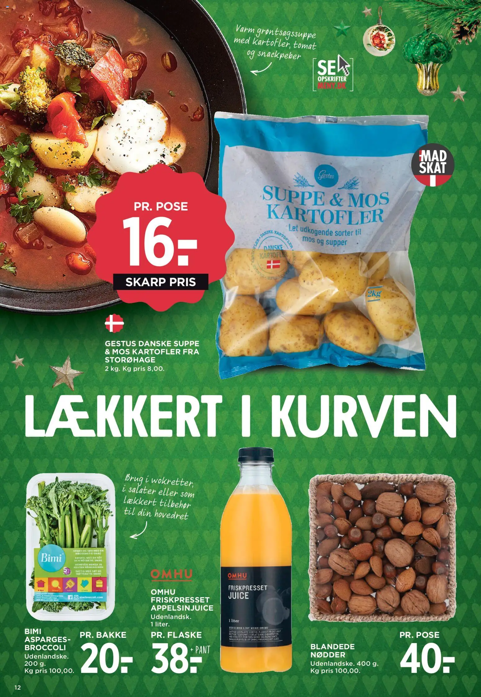 Meny tilbudsavis – gyldig fra 28.11.2025 | Side: 20 | Produkter: Juice, Nødder, Appelsinjuice, Kartofler